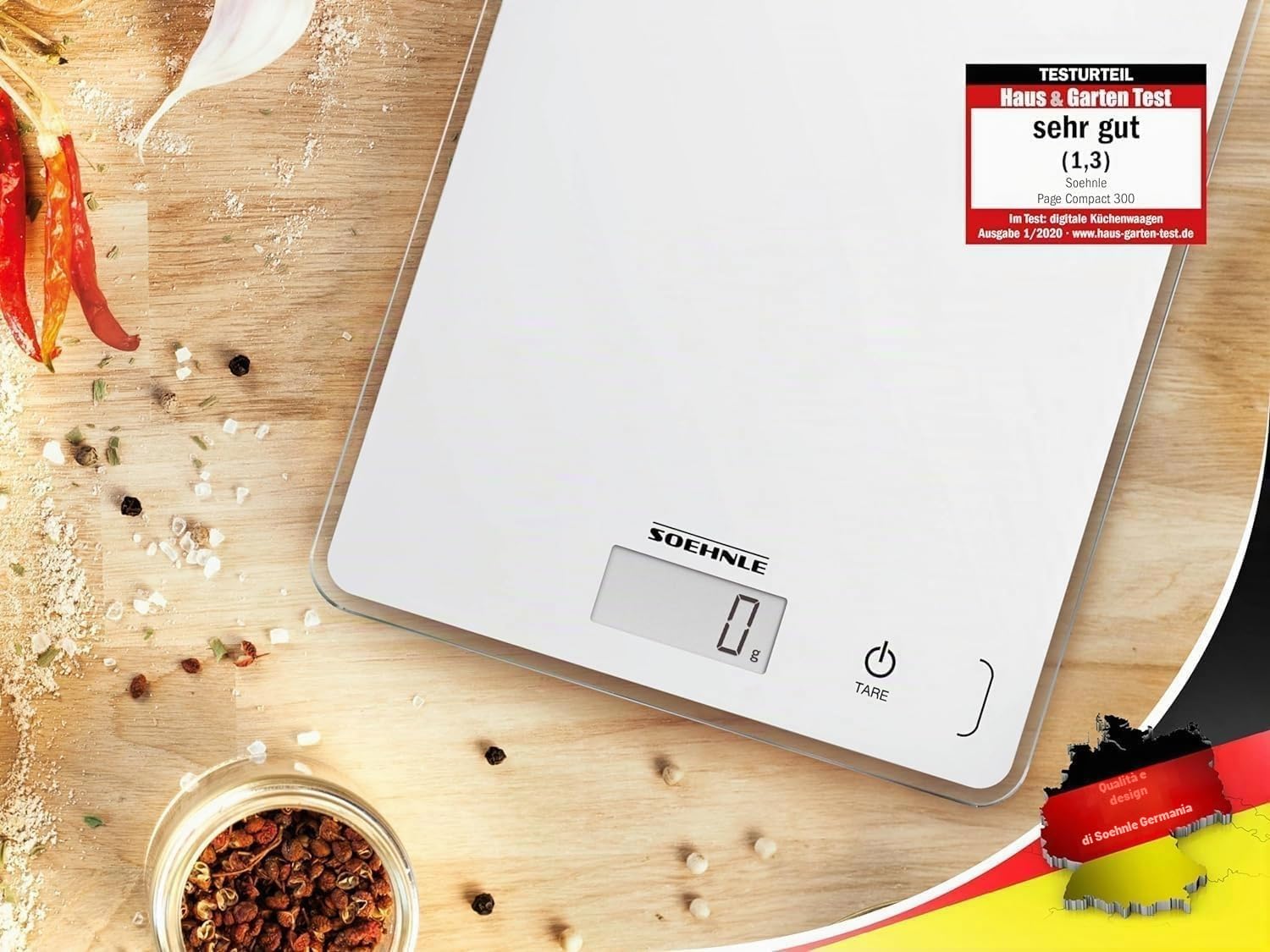 Soehnle Page Compact 300 Bilancia Cucina 5 kg Bianca