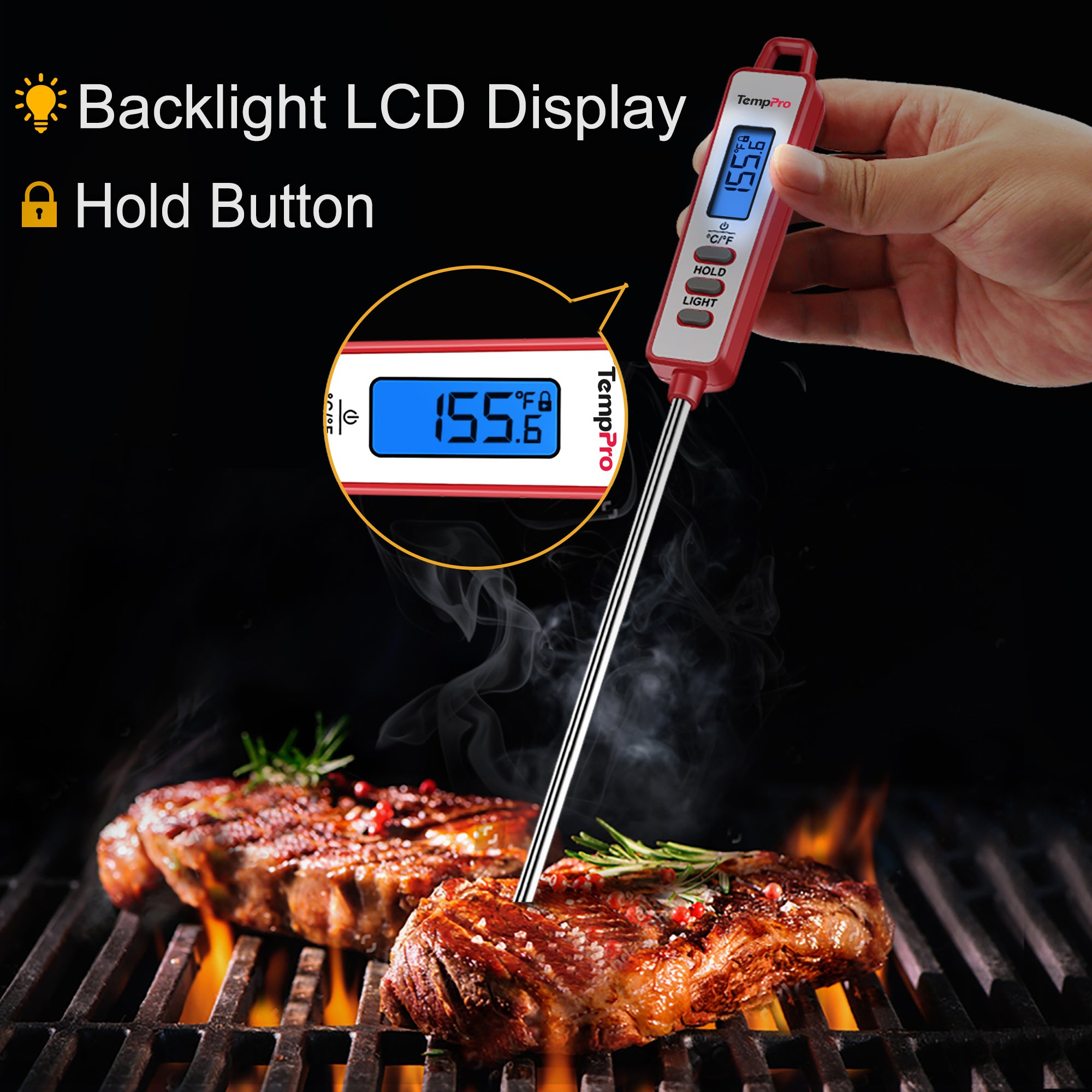 TempPro TP01AW termometro carne istantaneo sonda lunga bianco