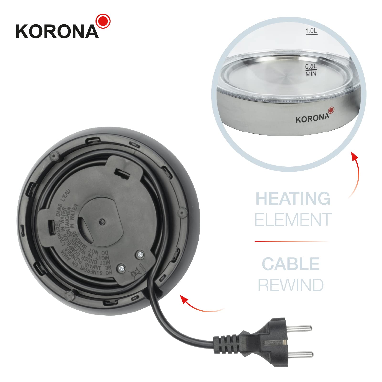 Korona 20608 Bollitore Vetro 1,2 L LED Blu