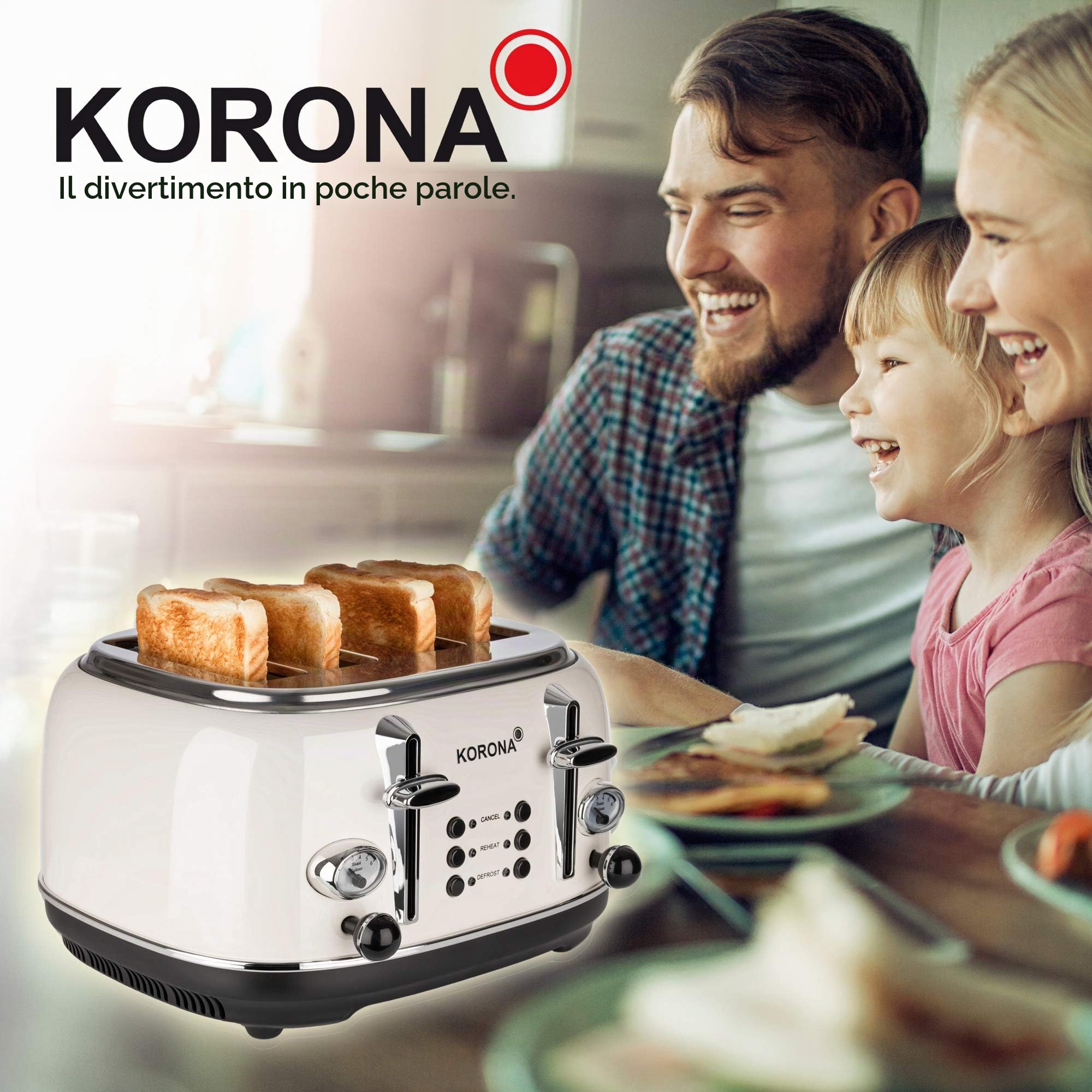 Korona 21676 Tostapane 4 Fette Crema con Scongelamento