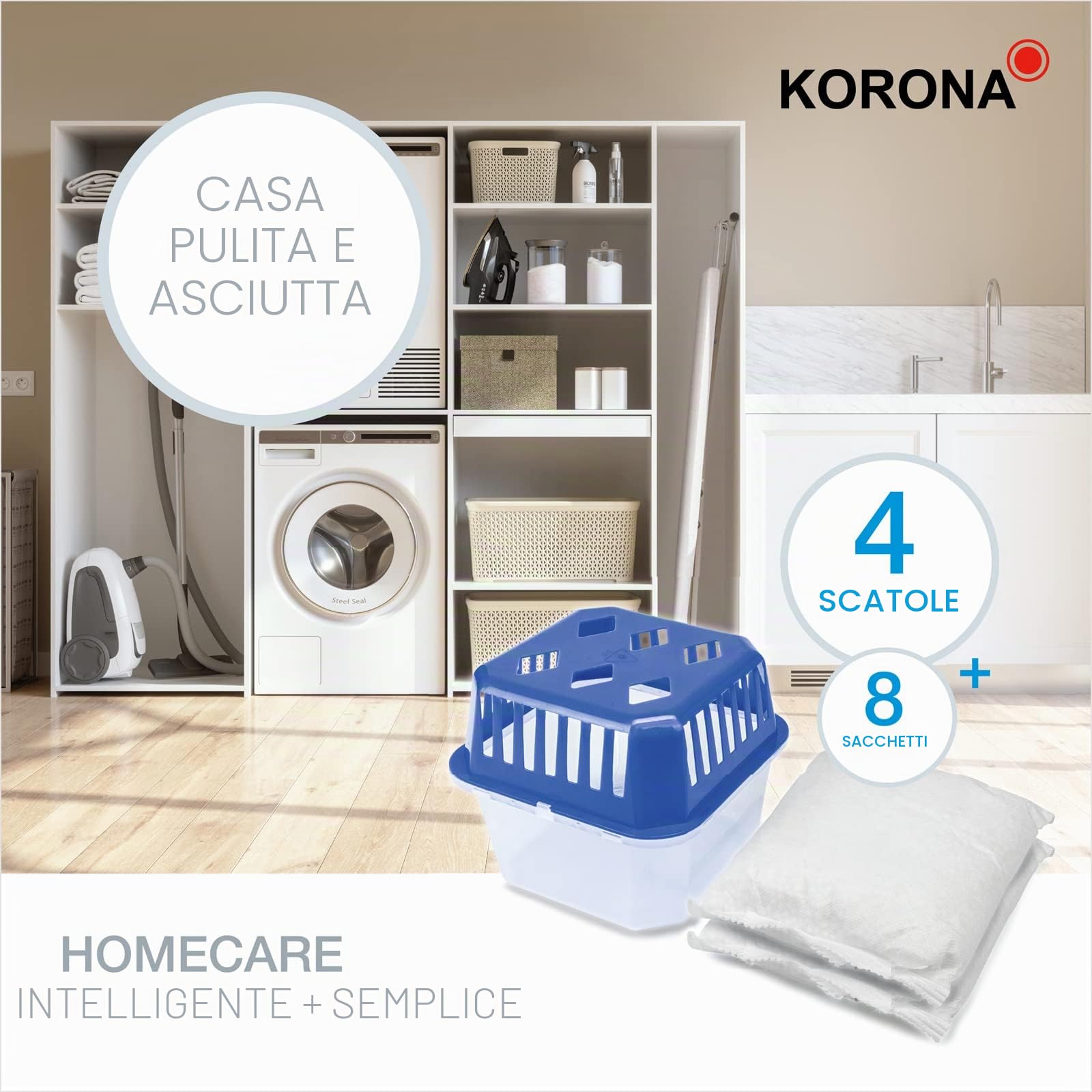 Korona 82151 Set 4 Deumidificatori 25 m² 8 Ricariche