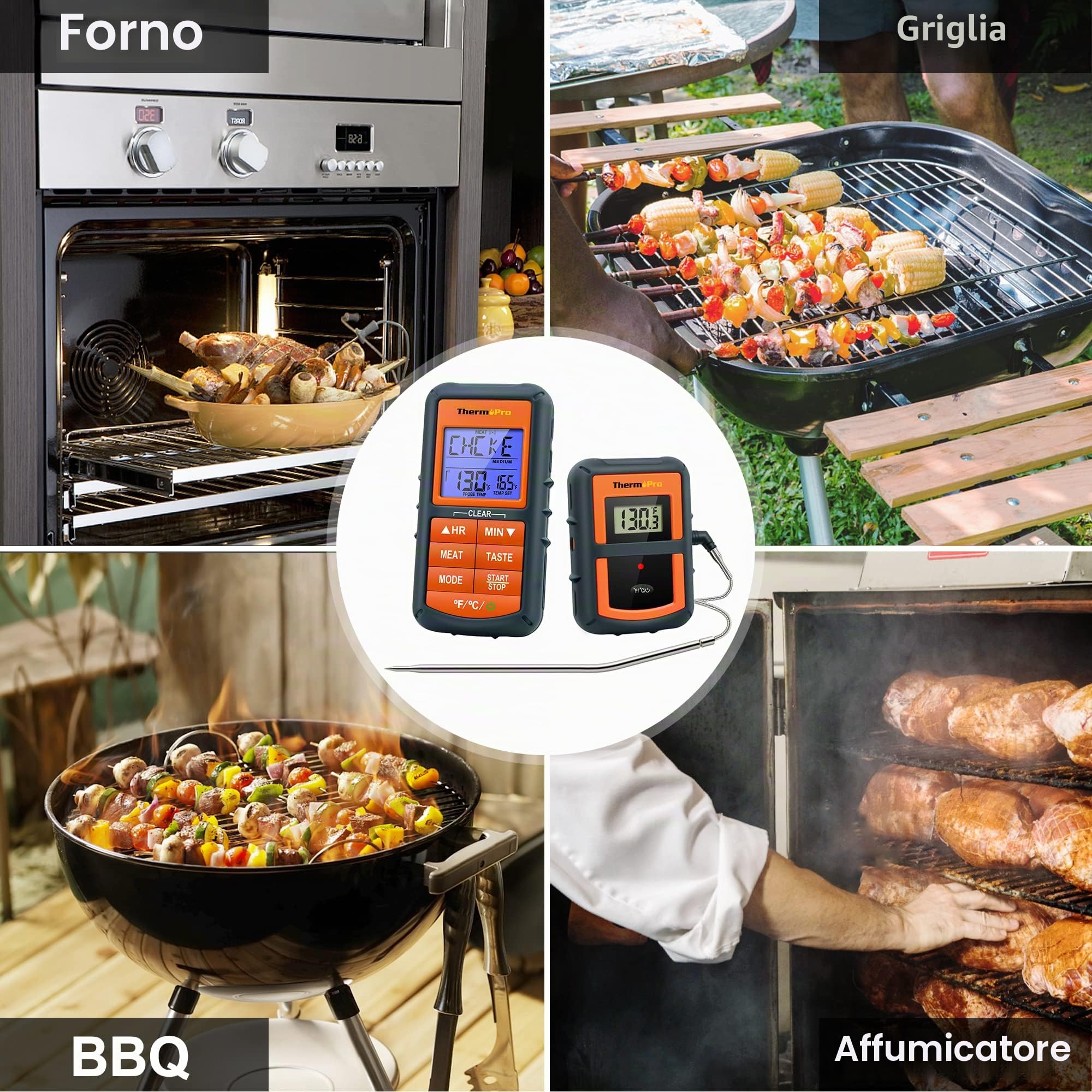 ThermoPro Termometro Carne Wireless 100 Metri LCD