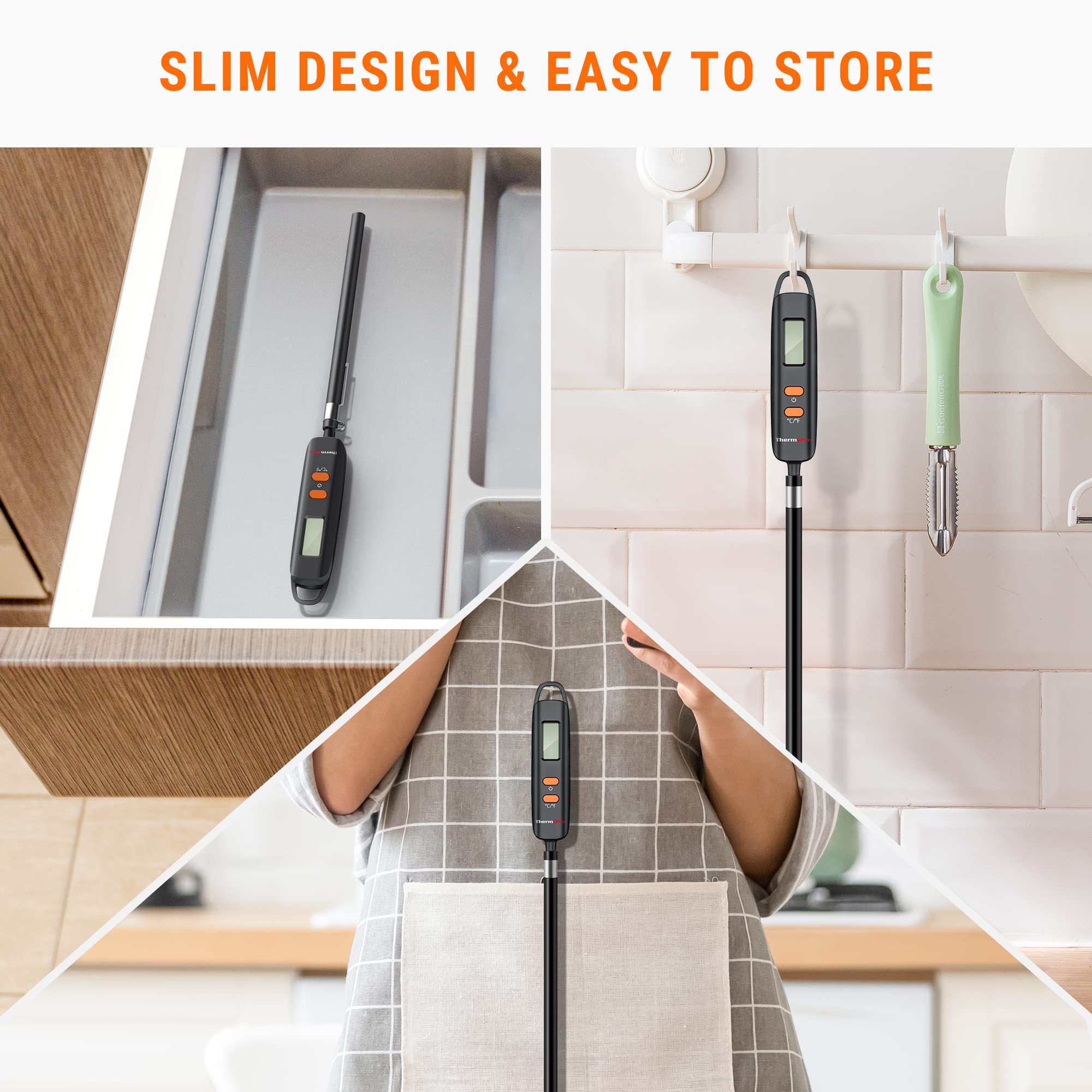 ThermoPro TP516 Termometro Cucina Istantaneo Nero 12 cm