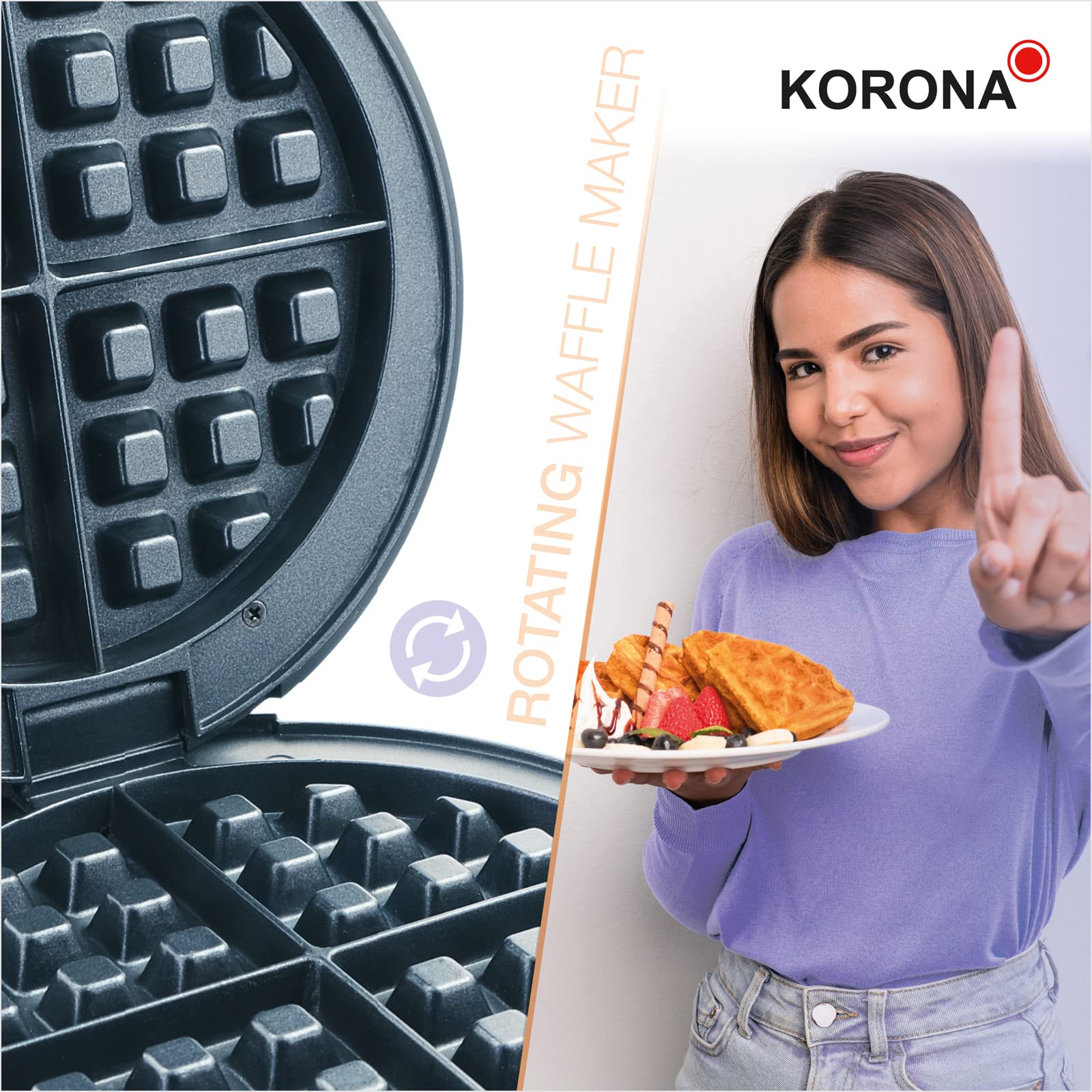 Korona 41004 piastra waffle rotante belgi 180°