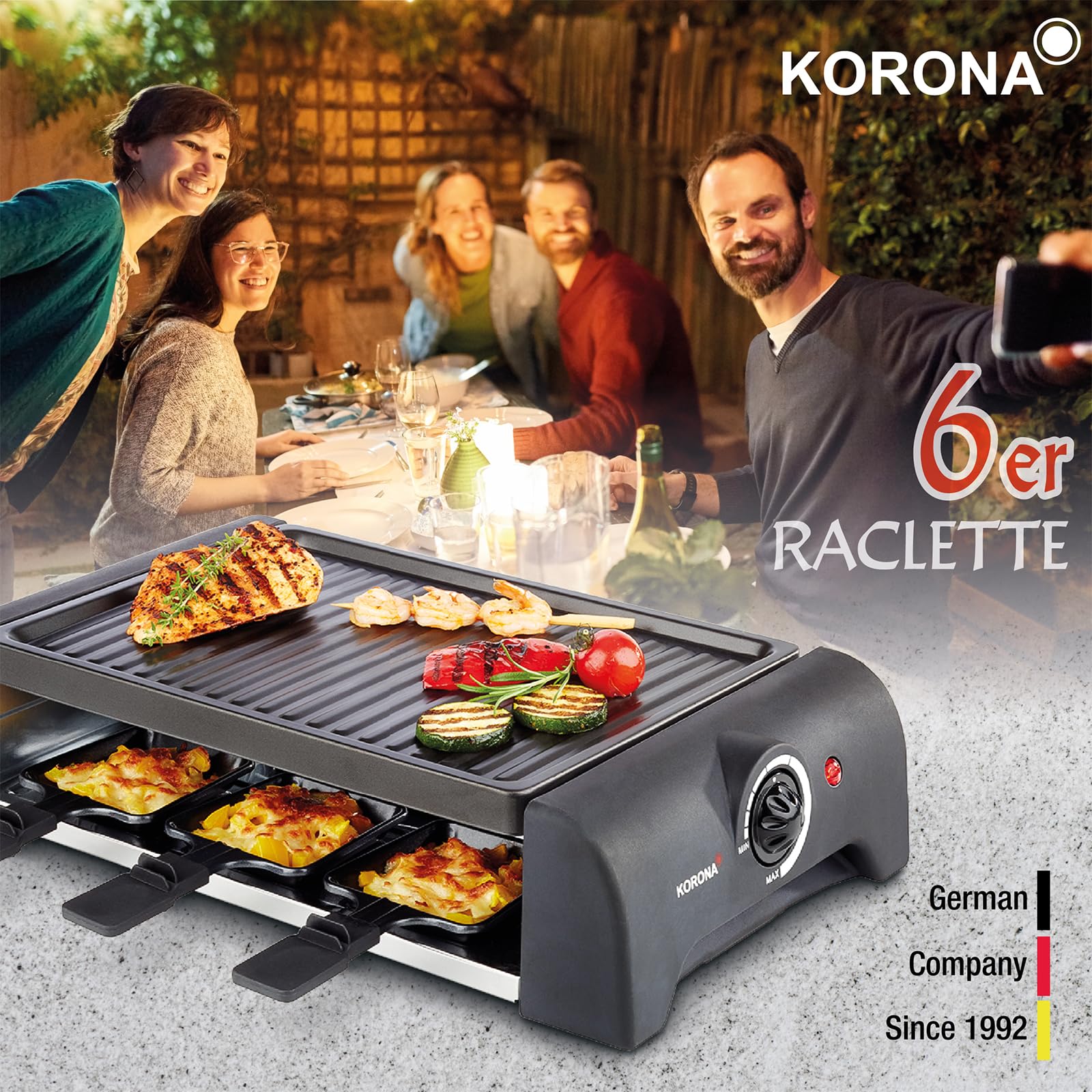 Korona 45065 raclette 6 persone 1000 W antiaderente