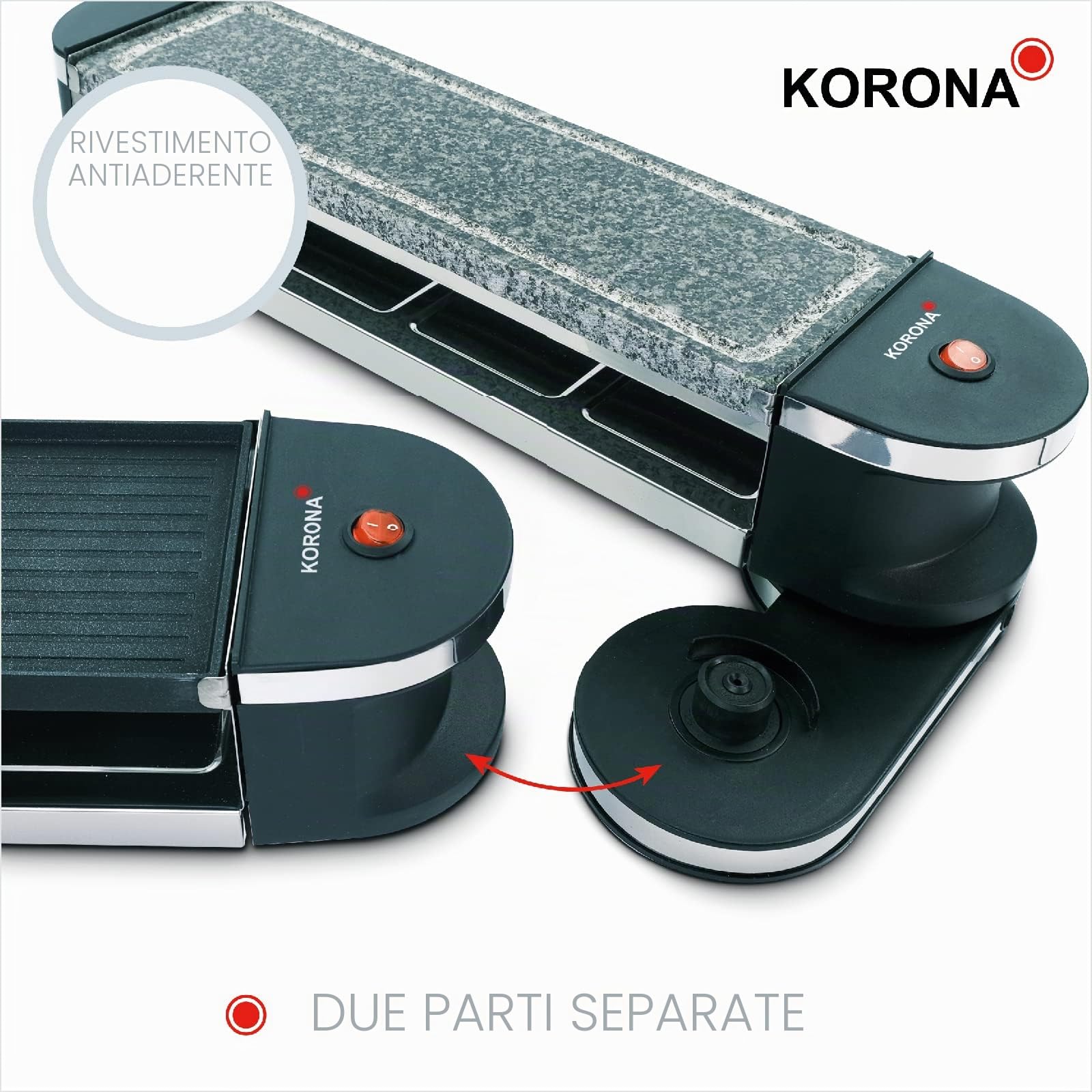 Korona 45071 raclette girevole 8 persone pietra