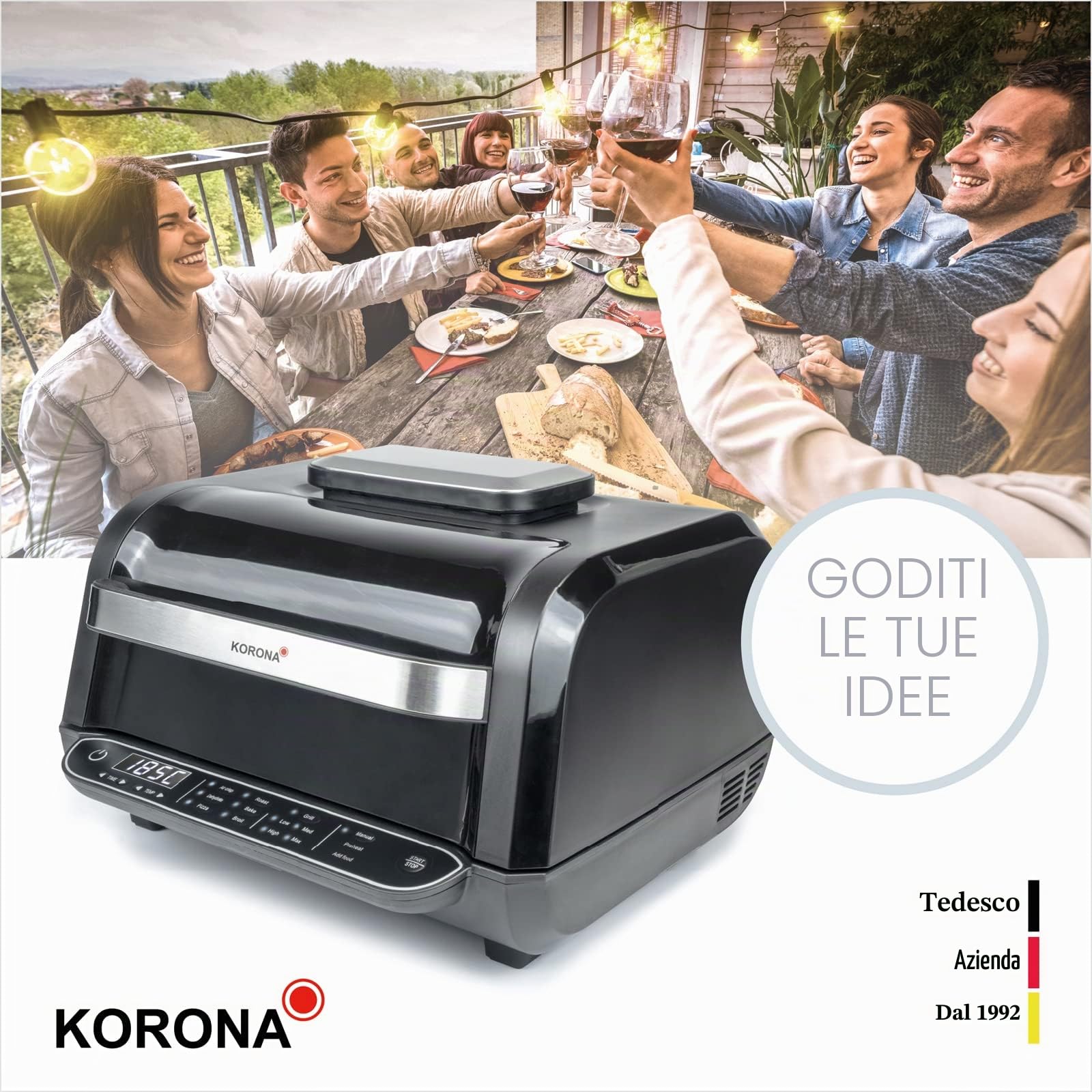 Korona 46160 Griglia Friggitrice ad Aria 6 L 8 in 1