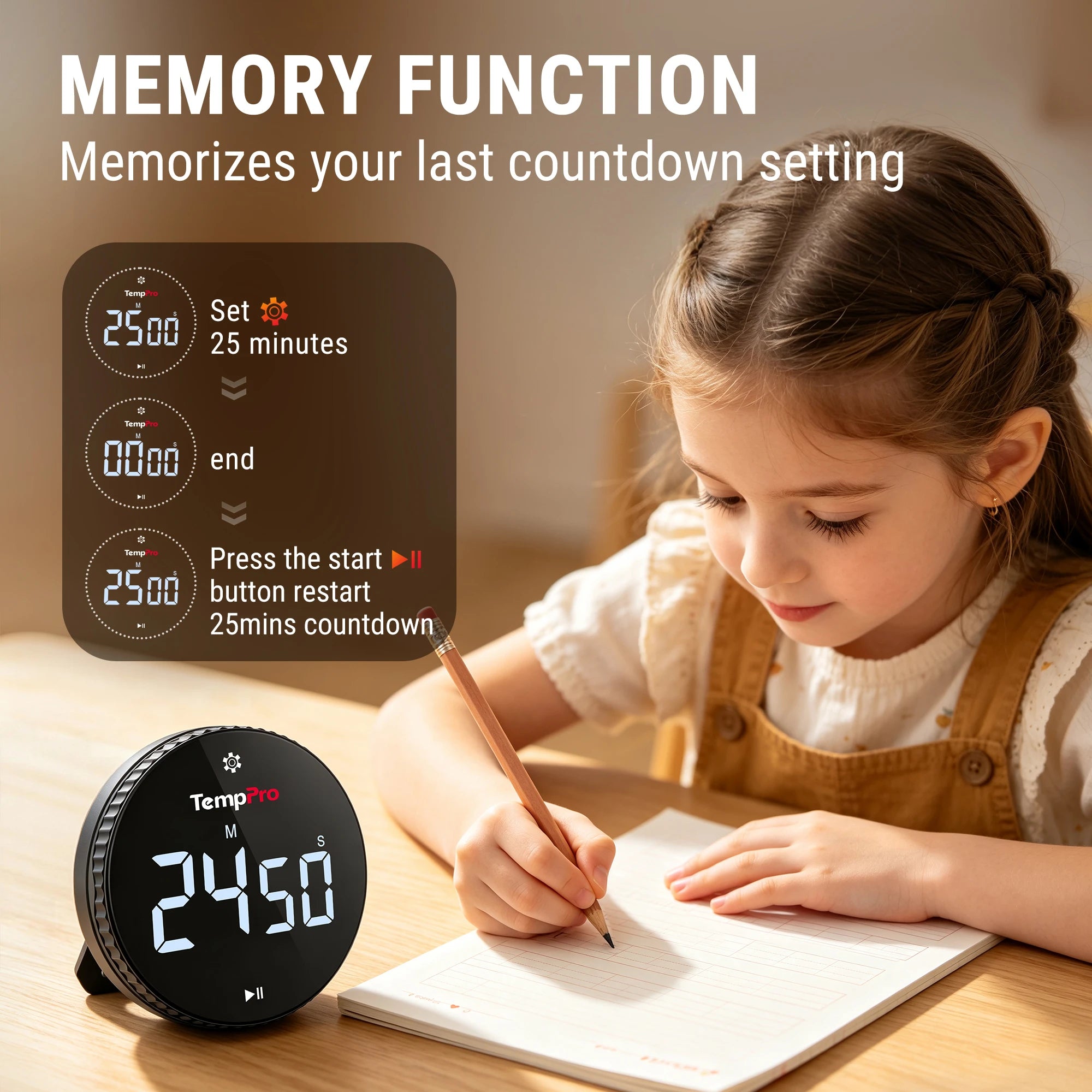 TempPro TM04B Timer Cucina Digitale LED 3,1 Pollici
