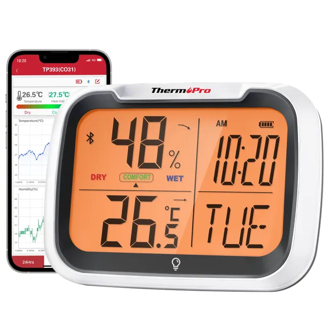 ThermoPro TP393 Termometro Ambiente Arancia Retroilluminato