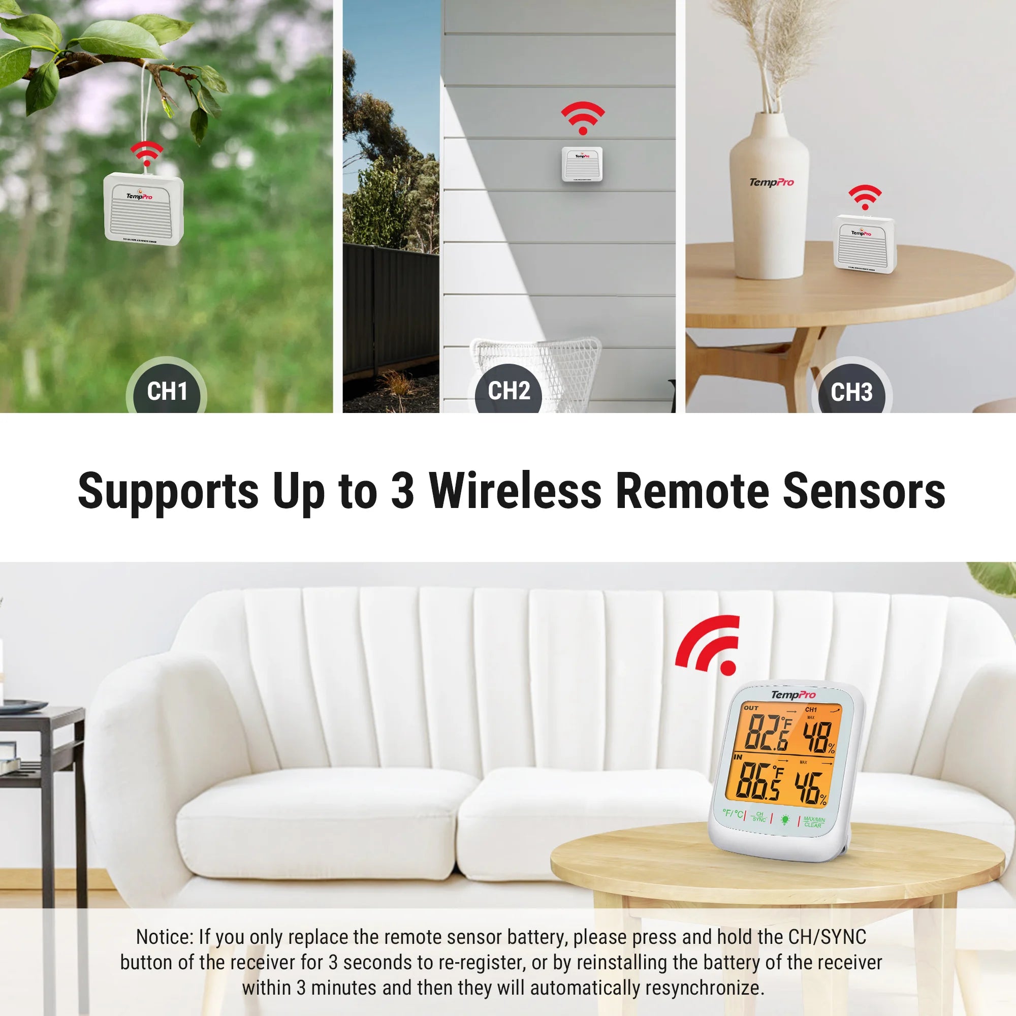TempPro TempAir Plus TP260B Termoigrometro Wireless Display