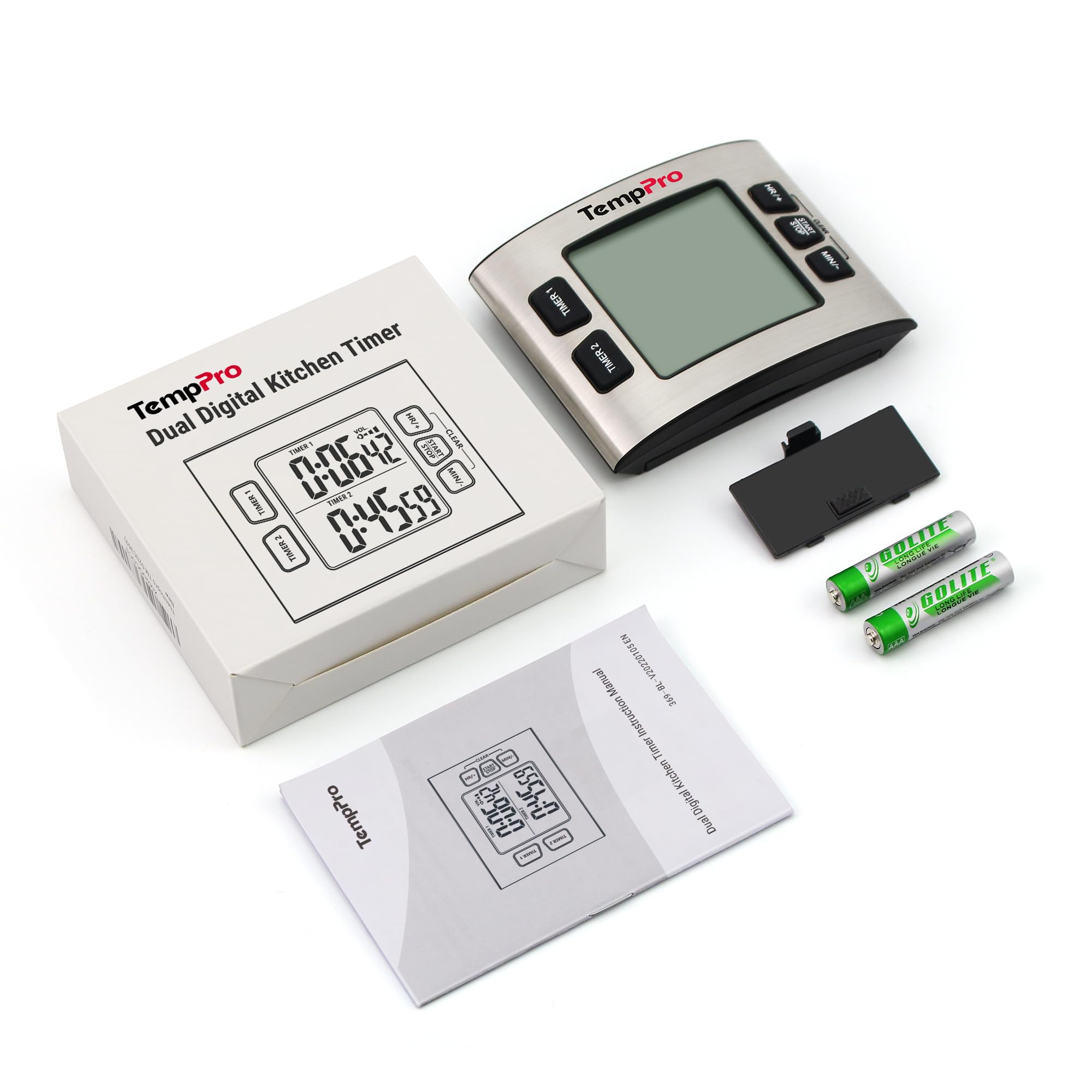 TempPro TM02 timer cucina digitale doppio acciaio aggiornata