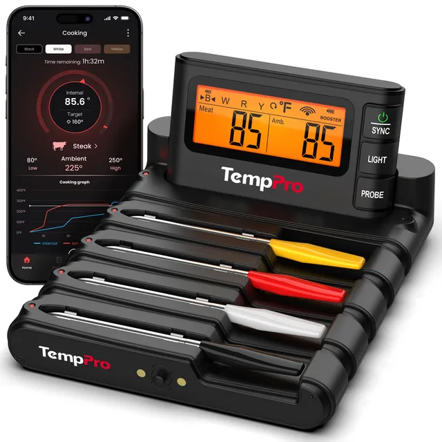 TempPro TP980W-4 Termometro Carne Wireless 4 Sonde WiFi