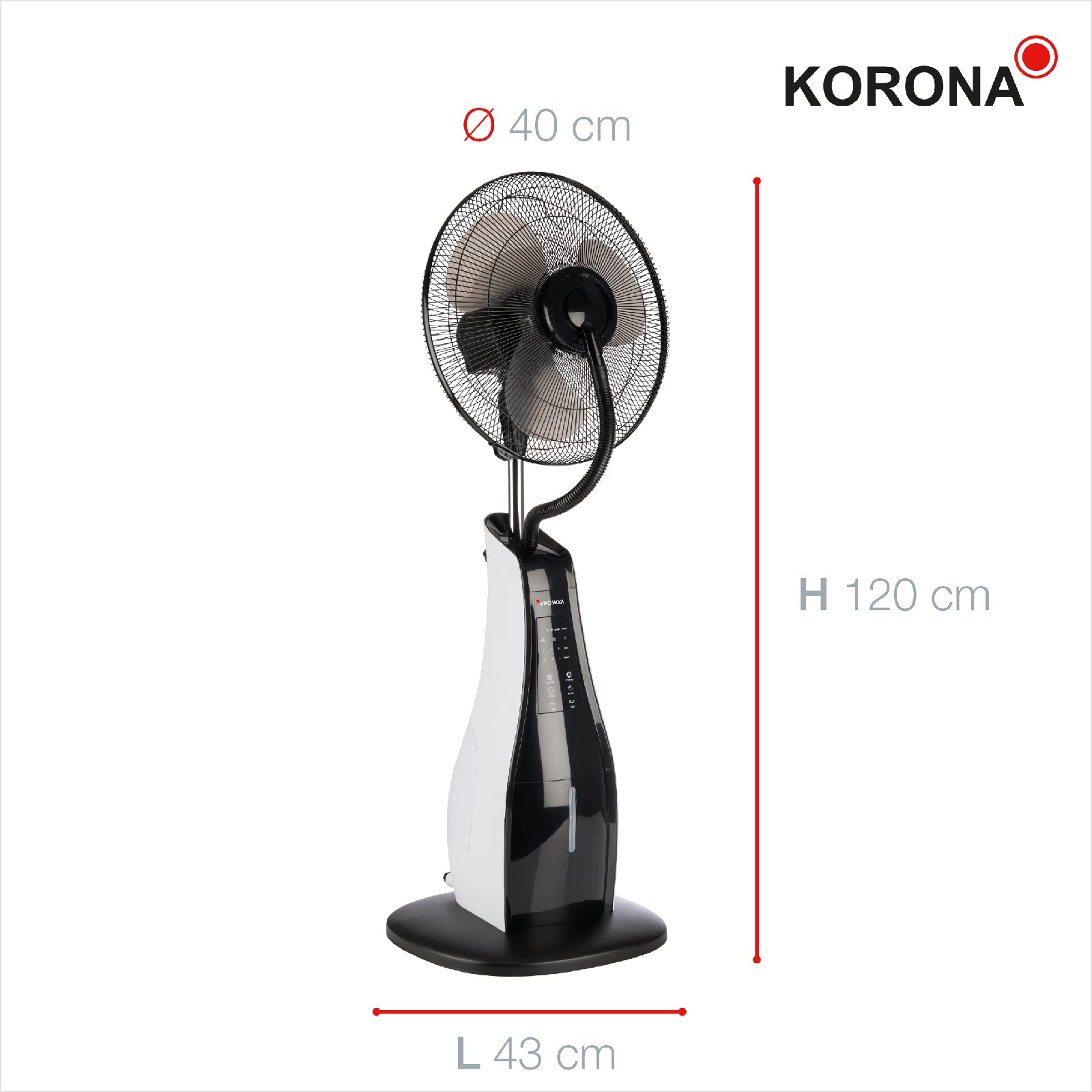 Korona 81102 ventilatore a piantana 40 cm con nebulizzatore 3,3 L