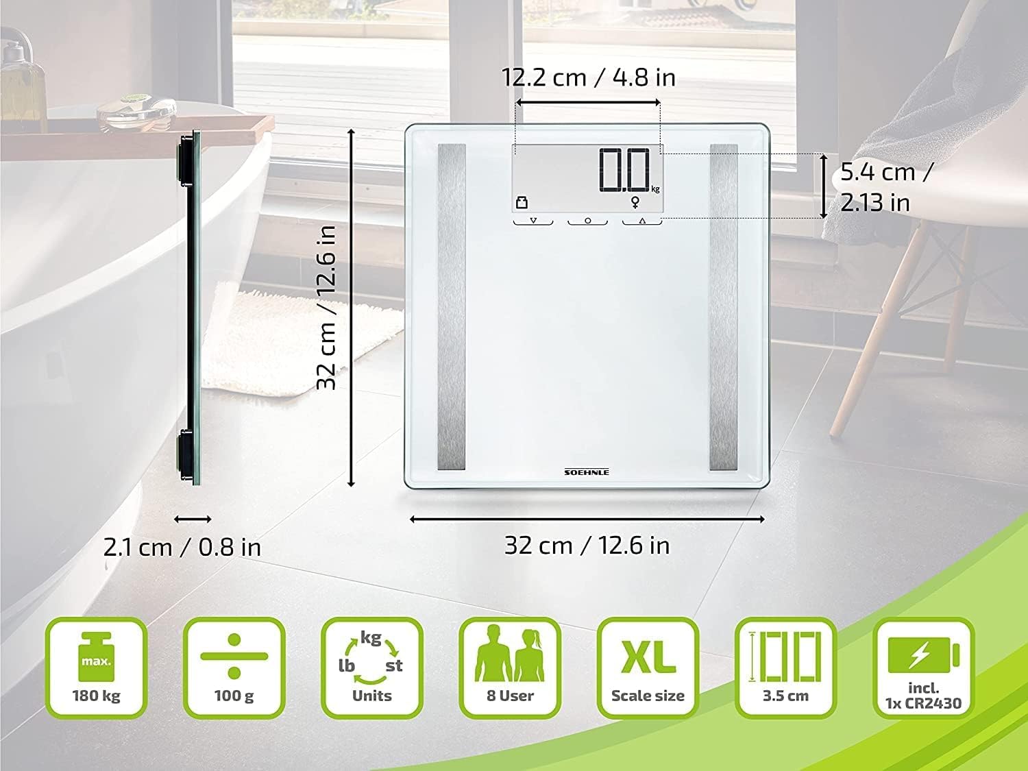 Soehnle Shape Sense Control 200 Bilancia Pesapersone Vetro