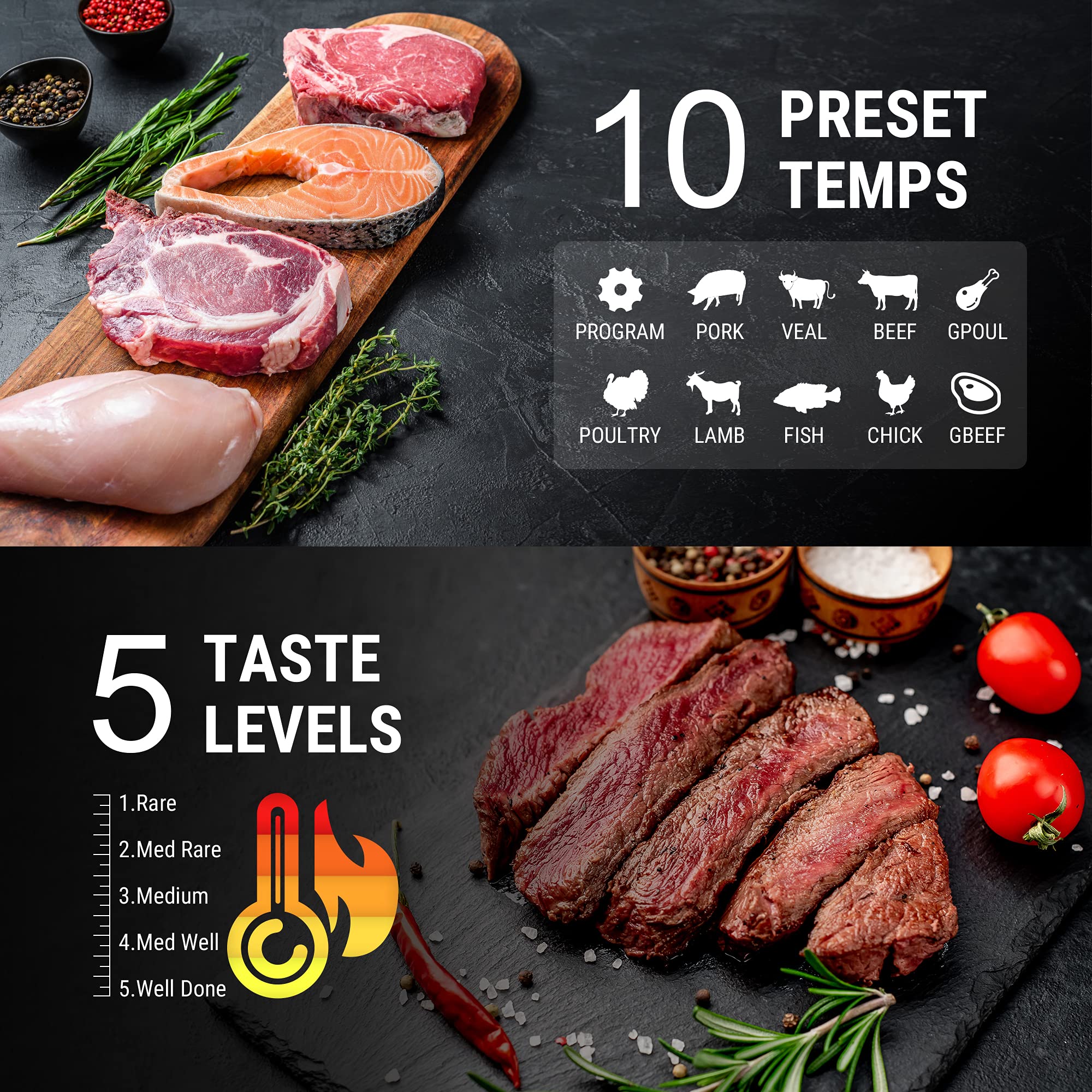 ThermoPro Termometro Carne Wireless 100 Metri LCD