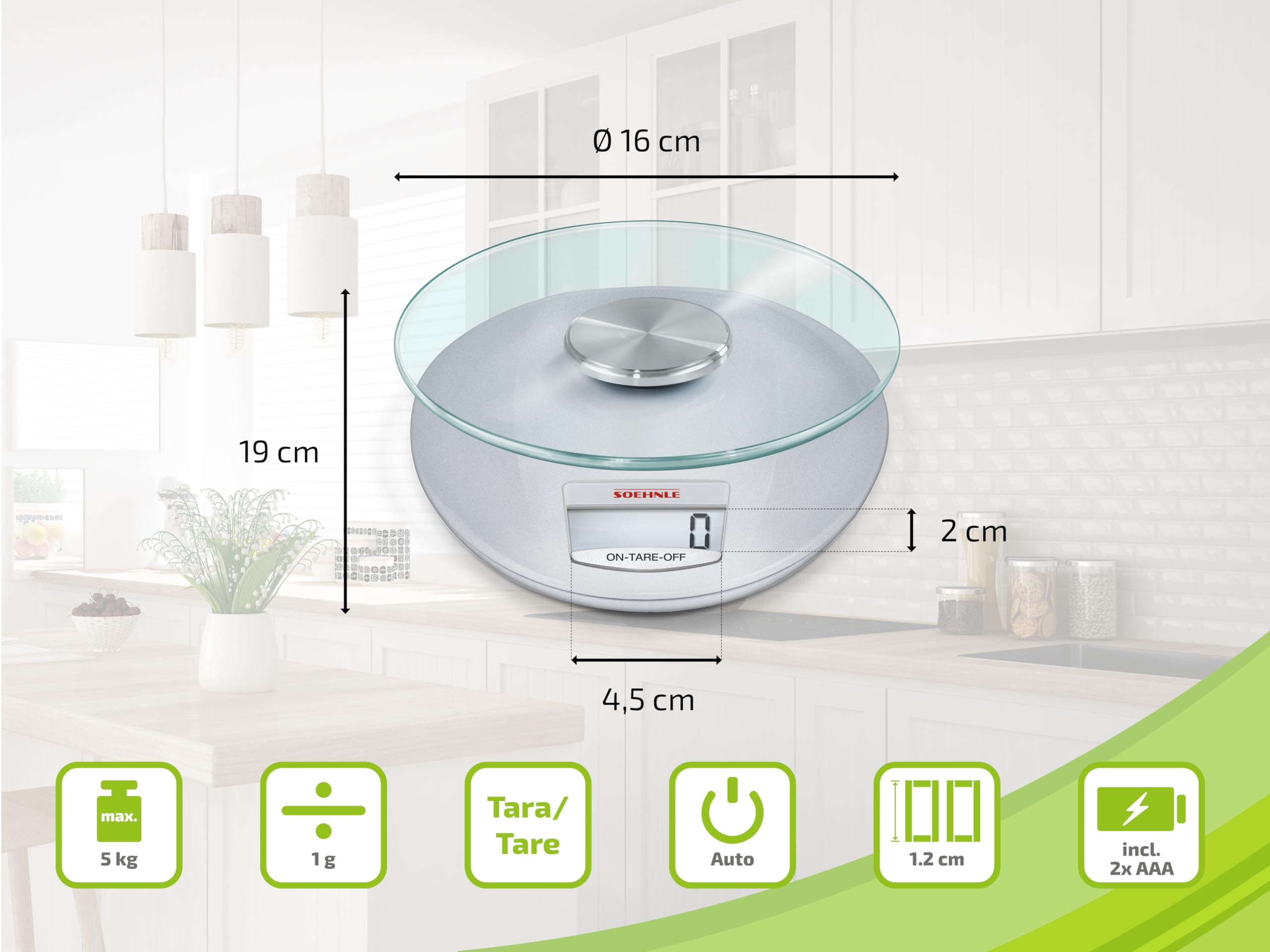 Soehnle Roma Silver bilancia cucina digitale 5 kg 1 g