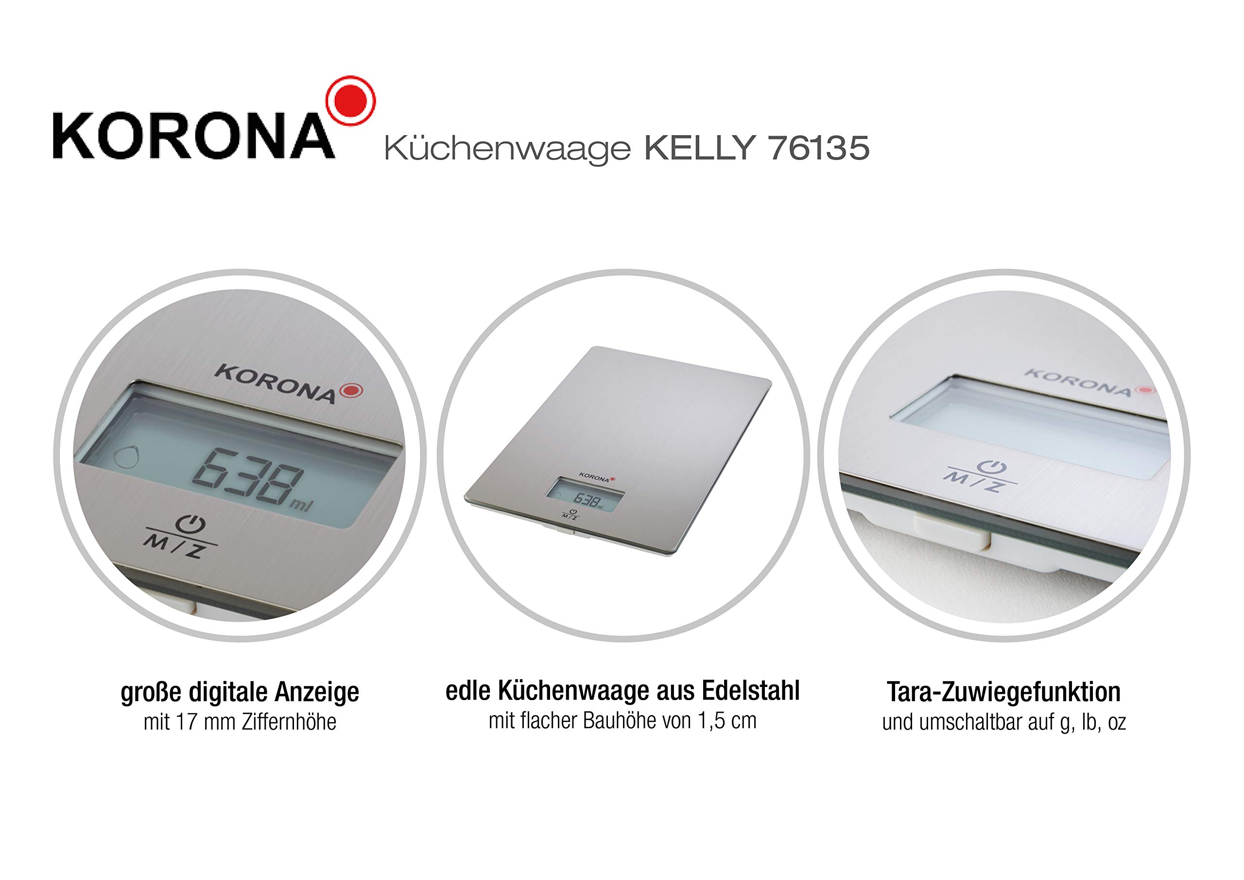 Korona Kelly 76135 bilancia cucina acciaio inox 5 kg