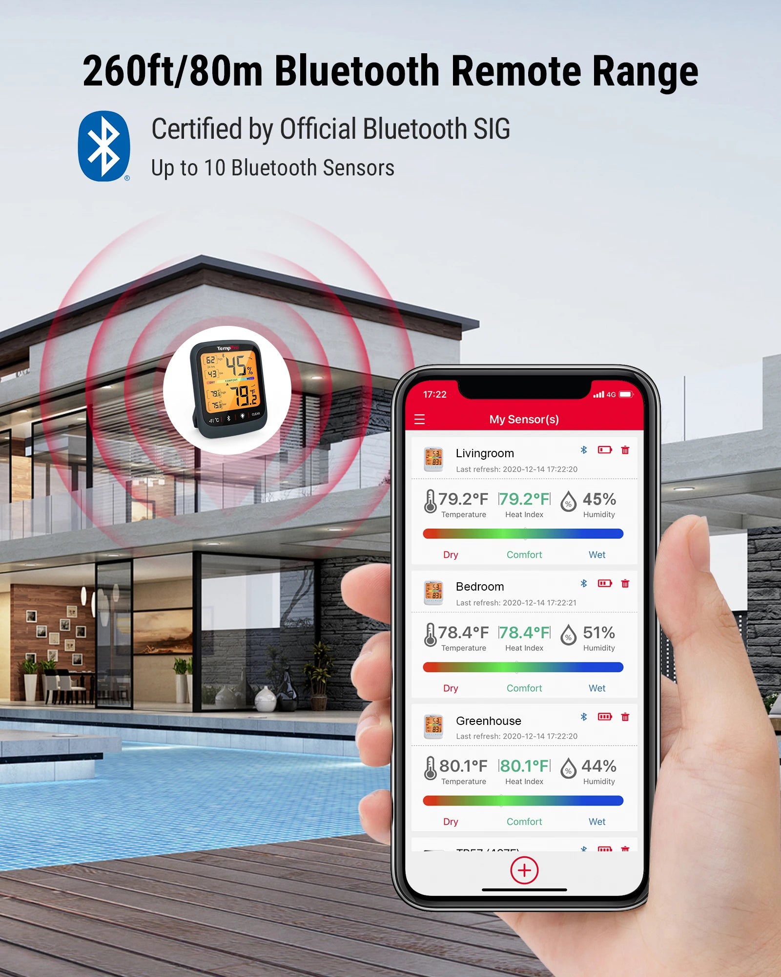 TempPro TP359W Termoigrometro Bluetooth Nero 80 m