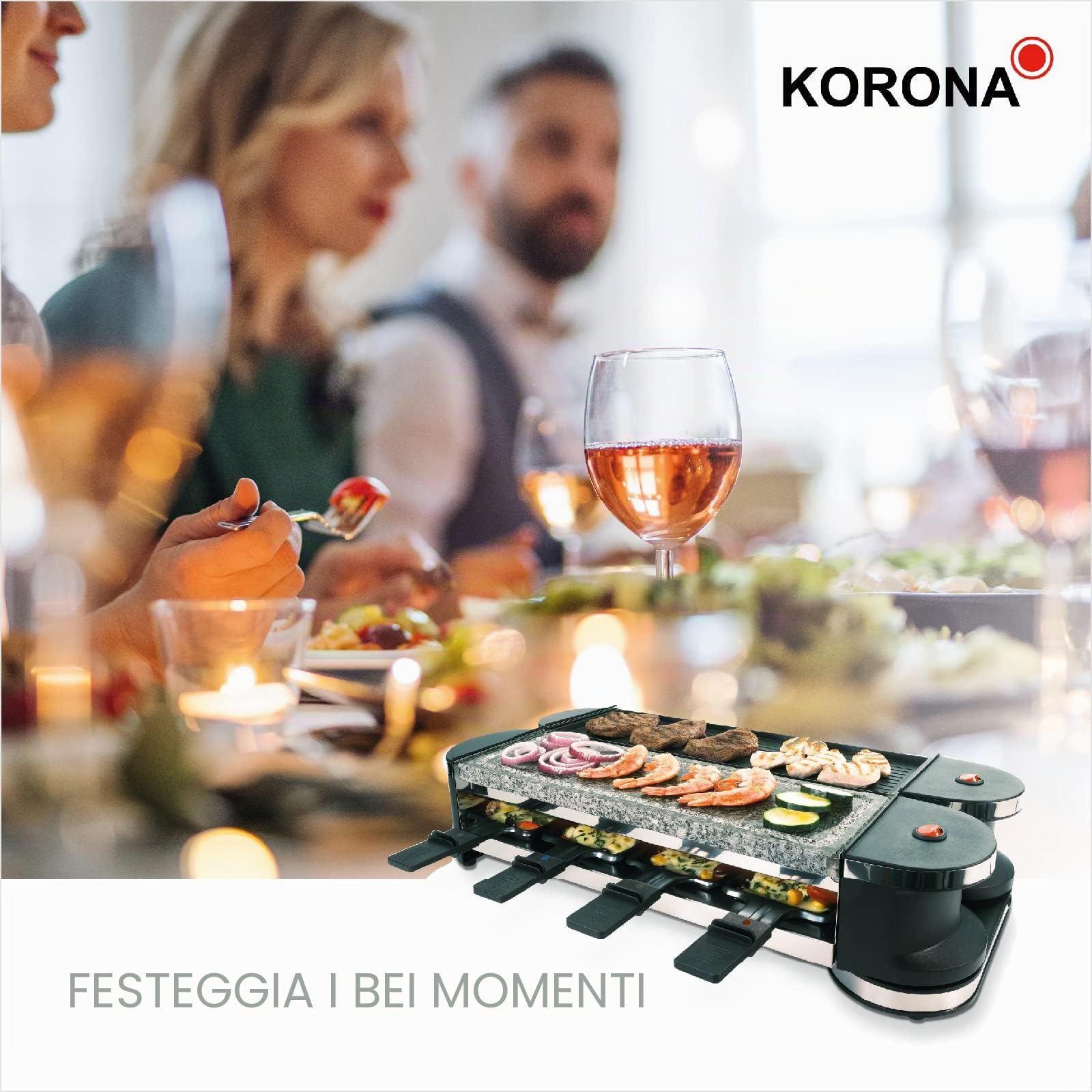 Korona 45071 raclette girevole 8 persone pietra