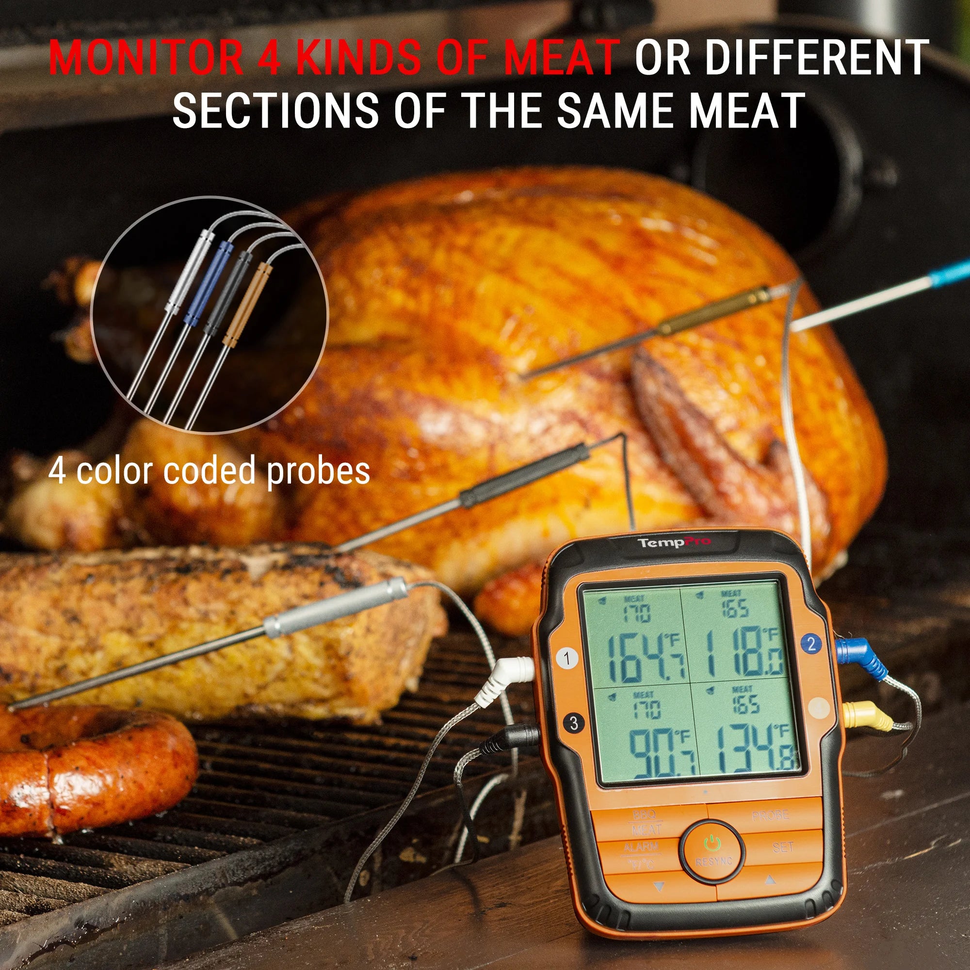 TempPro TempSync PLUS TP827B Termometro Carne Wireless 4 Sonde