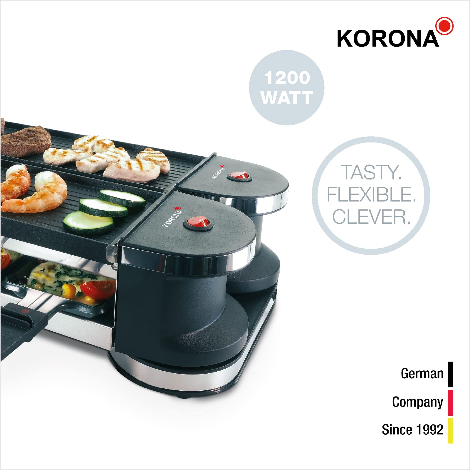 Korona 45072 raclette pieghevole 8 persone 2 in 1