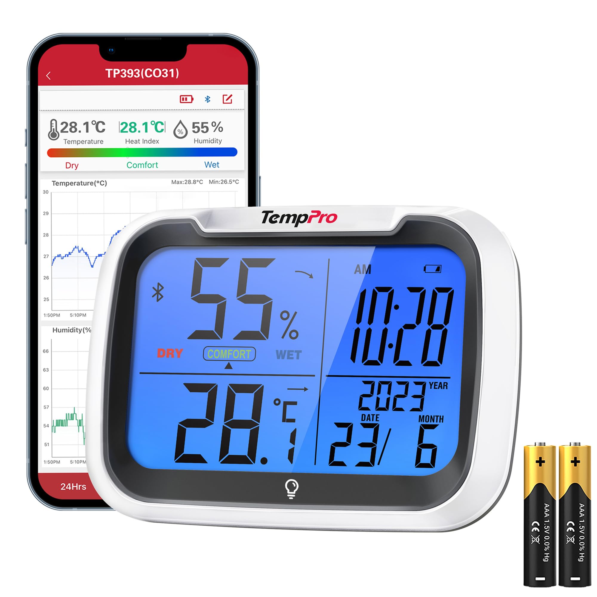 ThermoPro TP393 Termometro Ambiente Arancia Retroilluminato