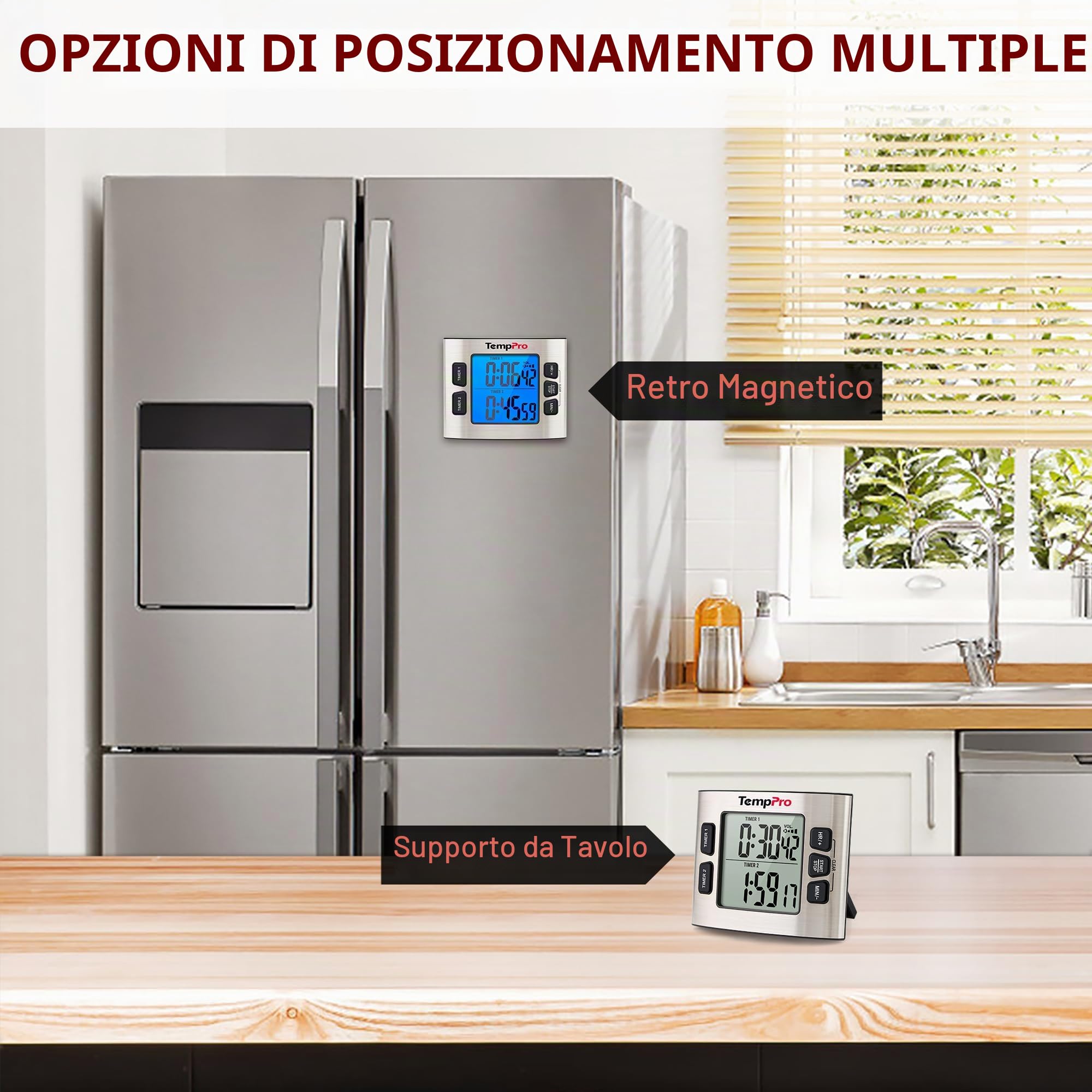 TempPro TM02 timer cucina digitale doppio acciaio aggiornata