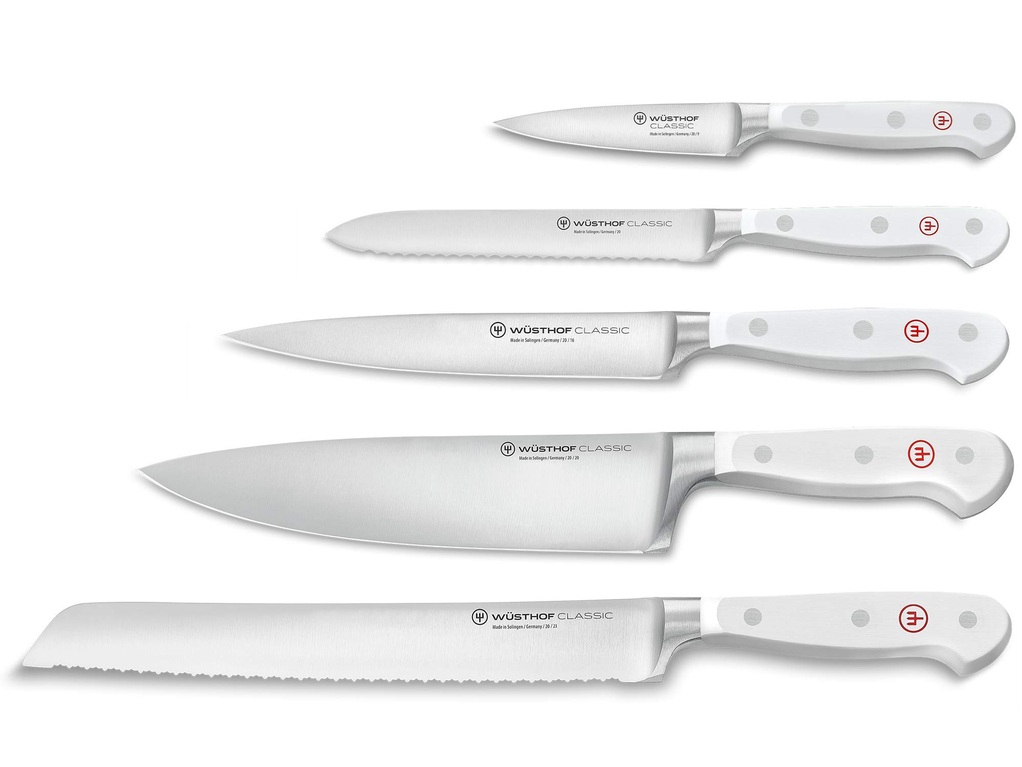 Wüsthof Classic White blocco 5 coltelli con pane 23 cm