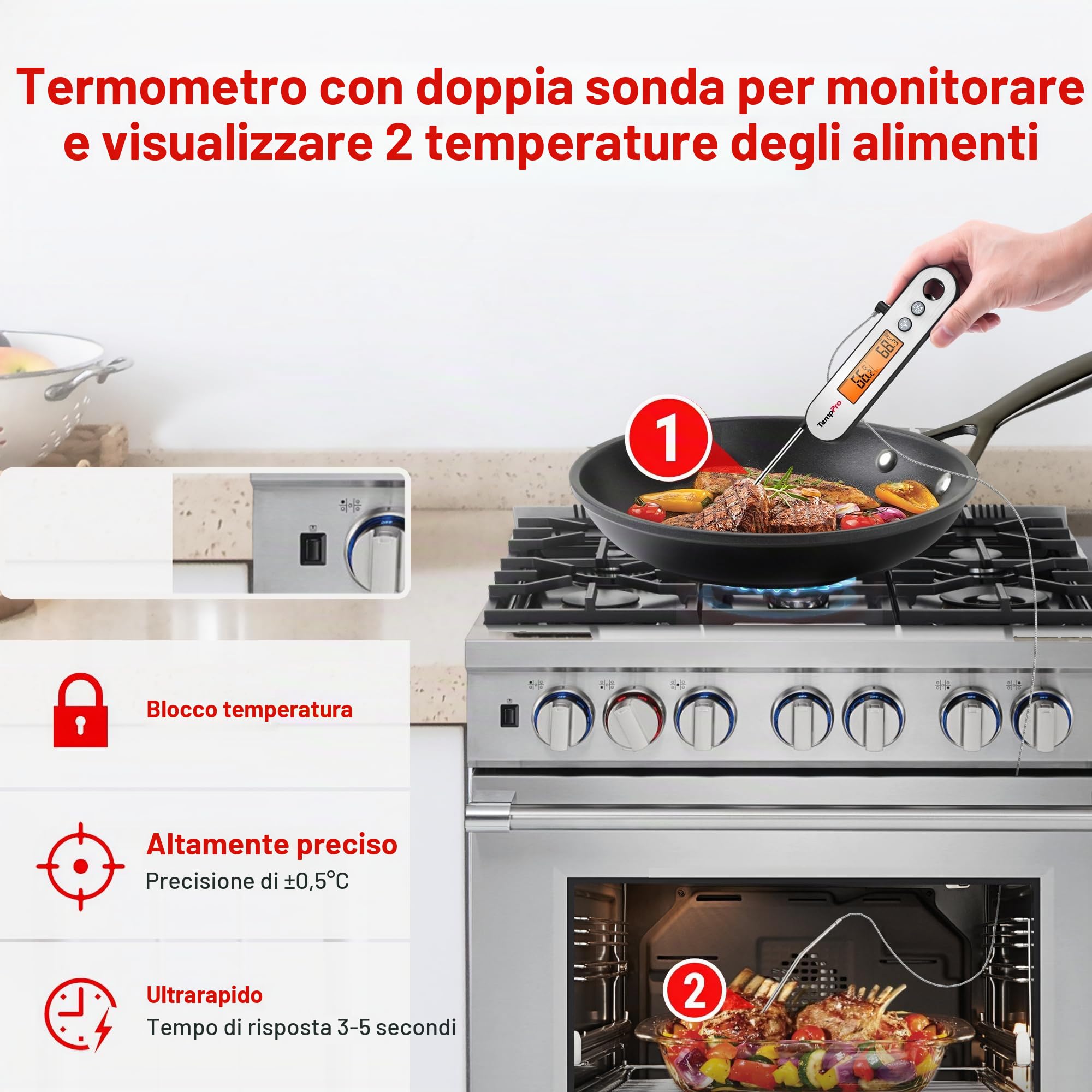 ThermoPro TP610 termometro cucina istantaneo ricaricabile