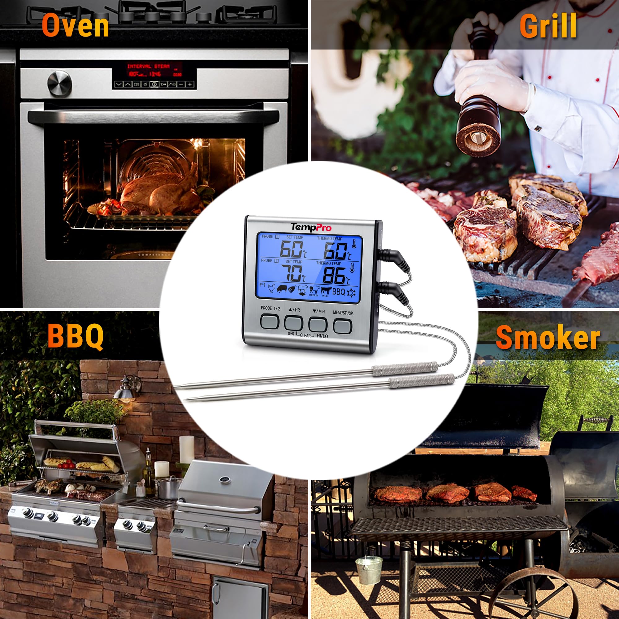 ThermoPro TP17 termometro cucina digitale doppia sonda 2 sonde