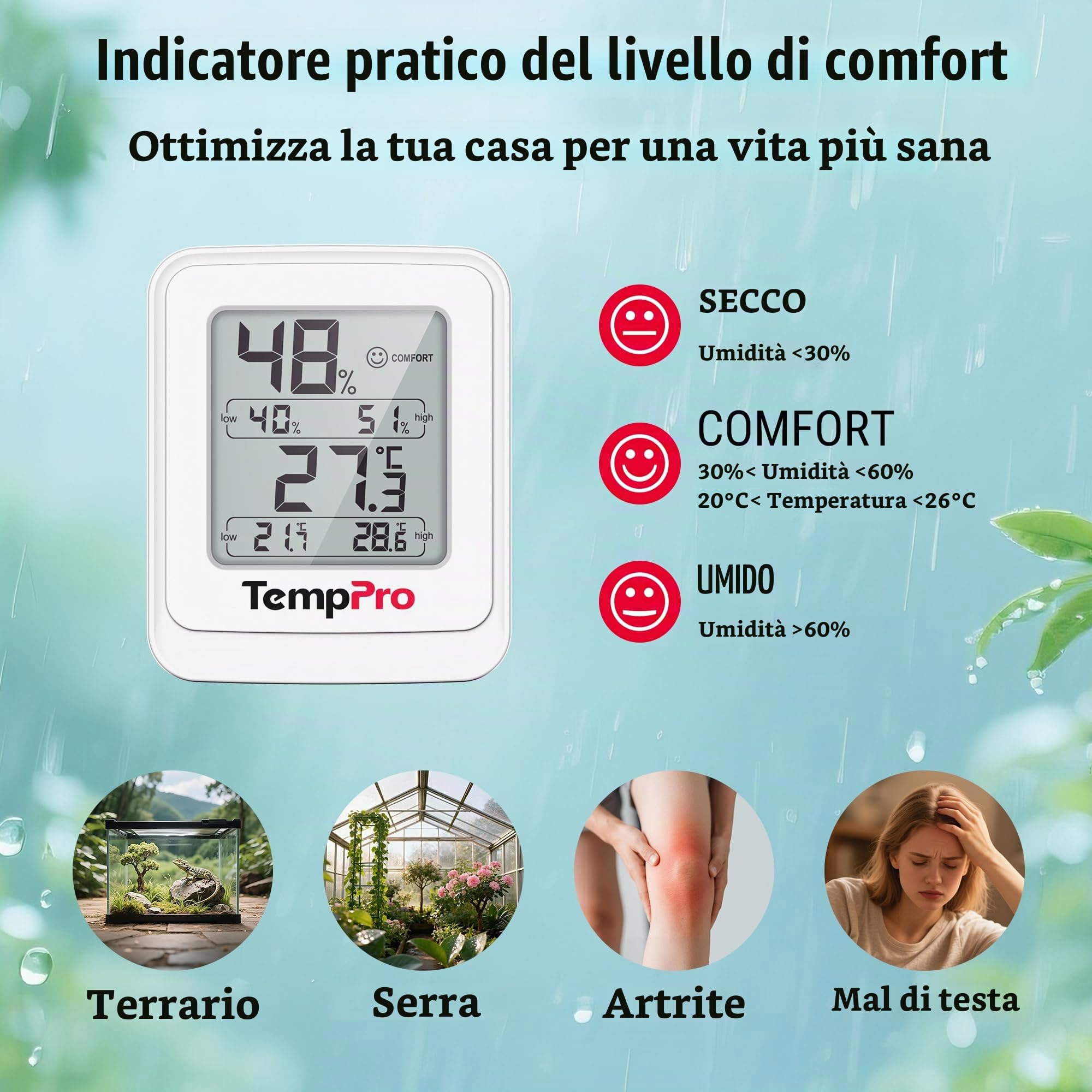 ThermoPro TP150 Termoigrometro Digitale 2 Pezzi
