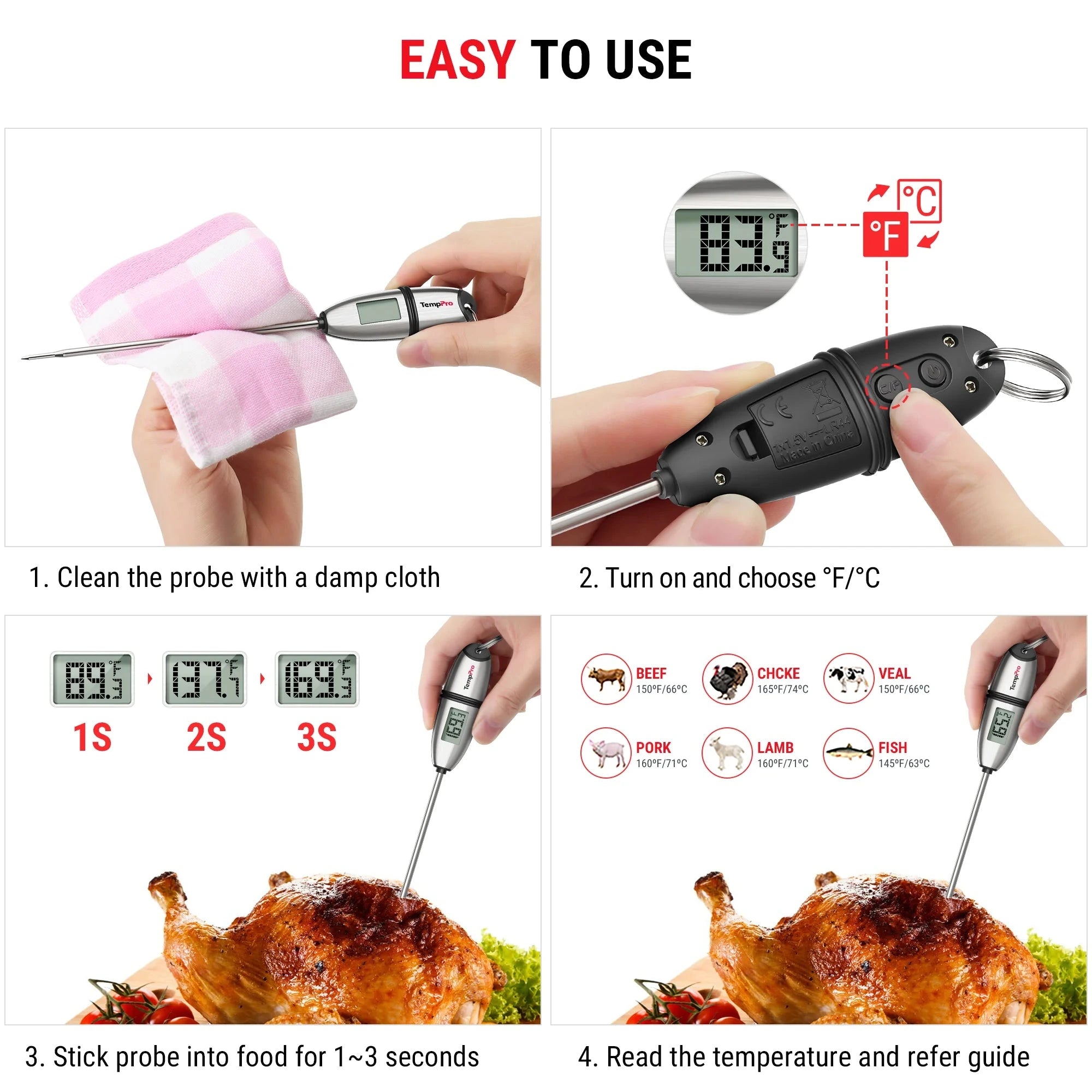 TempPro TempSwift Core TP02S Termometro Carne Istantaneo 1pz Rapido