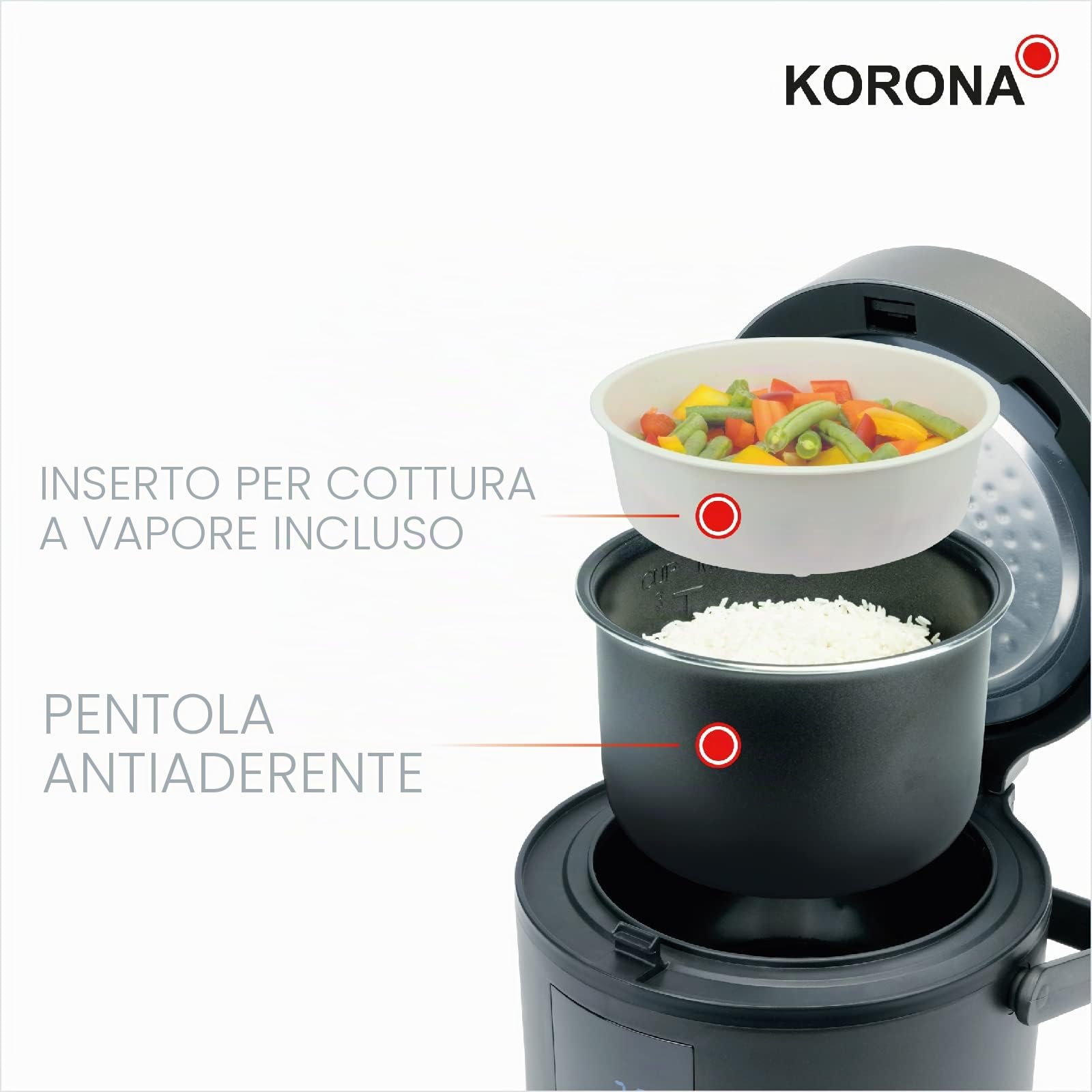 Korona 58011 Cuociriso Digitale 1,6 L con Mantenimento Calore