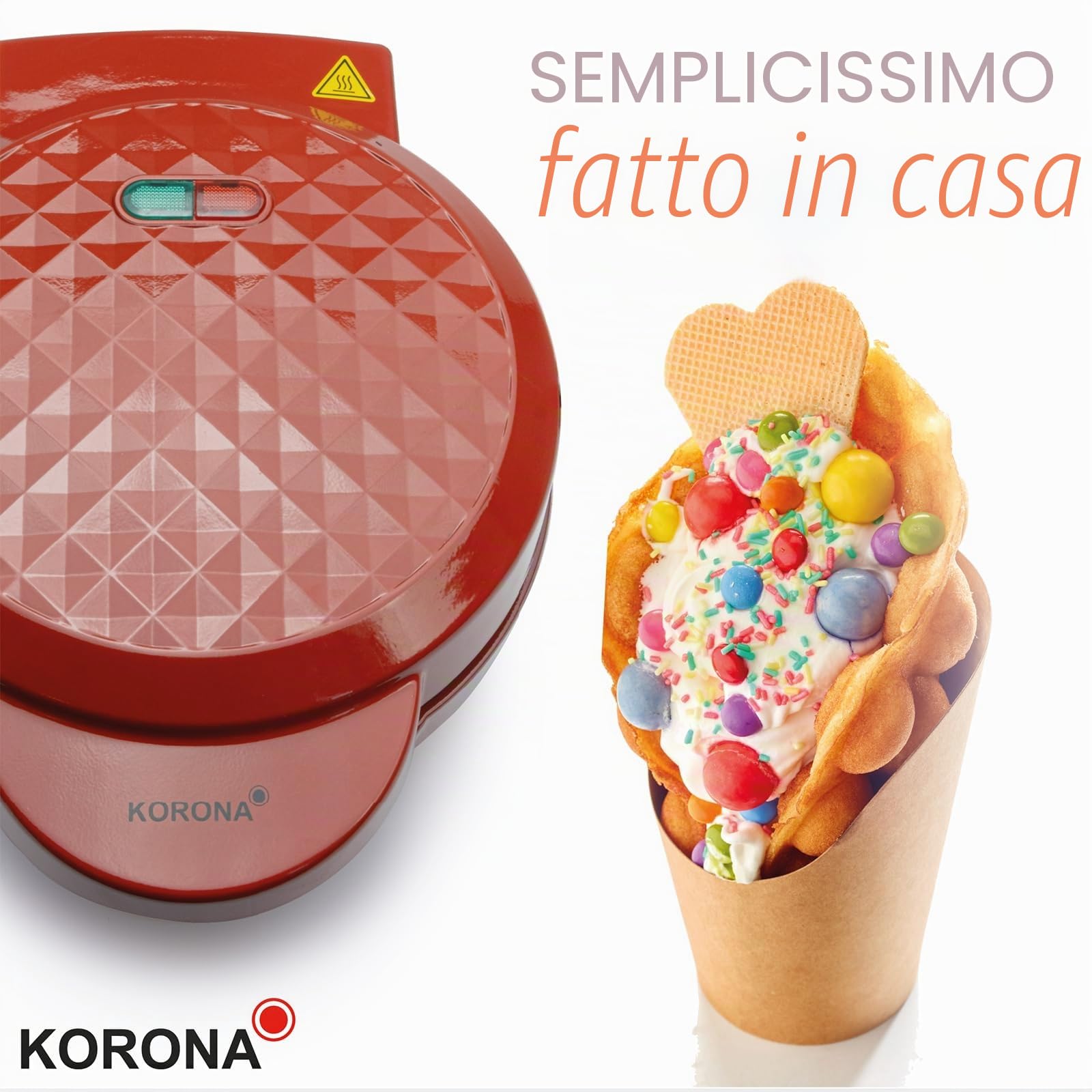 Korona 41005 Piastra Waffle Bubble Rossa 1000W