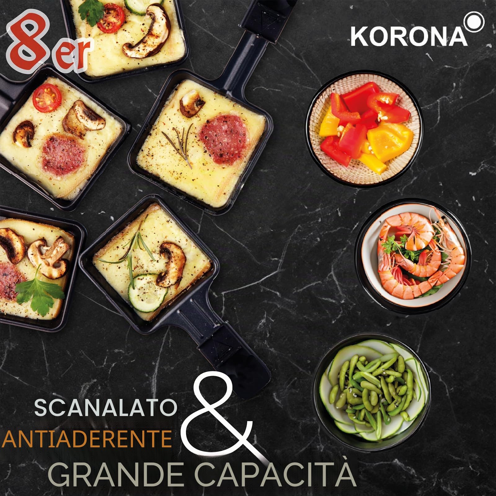 Korona 45070 Raclette 8 Persone 1300W antiaderente