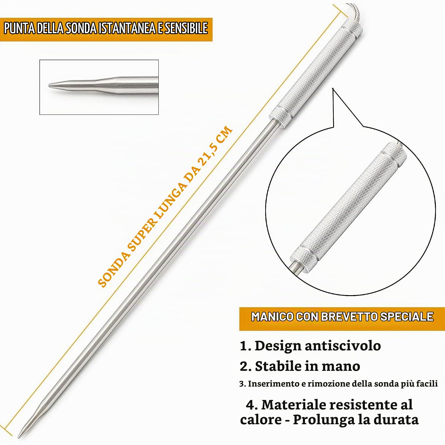 ThermoPro TPW02 sonda ricambio termometro carne 20,5 cm