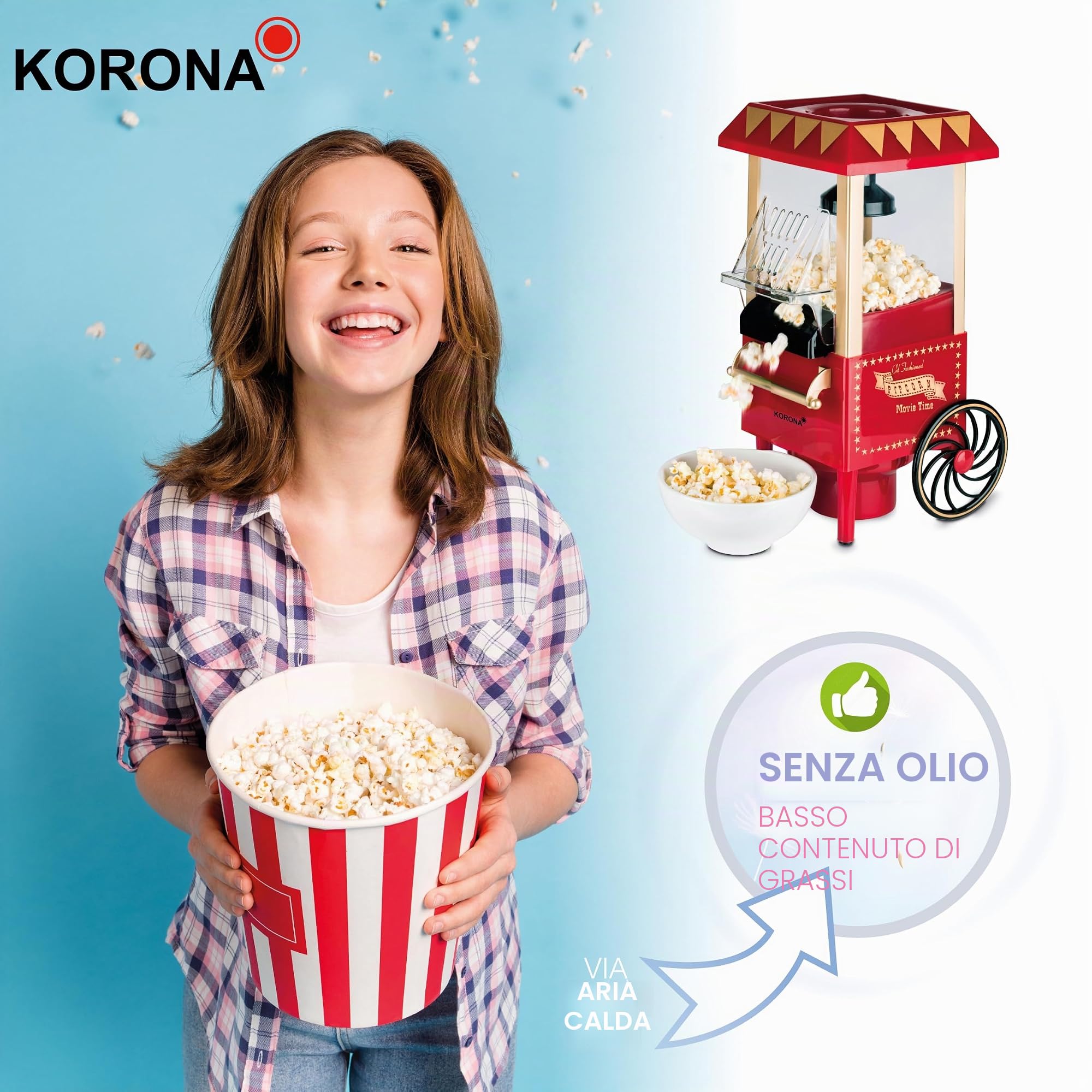 Korona 41100 macchina popcorn retrò ad aria calda