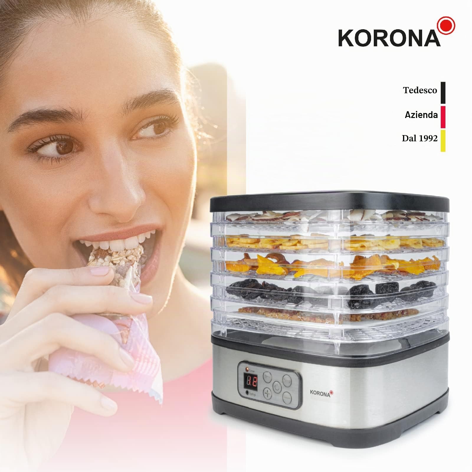 Korona 57011 Essiccatore Alimenti 5 Ripiani 35-70°C Timer