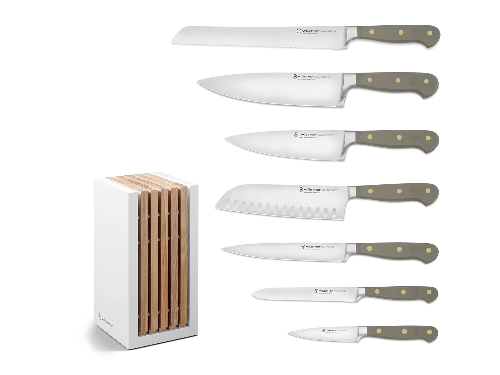 Wusthof Classic Blocco 7 Coltelli Velvet Oyster Grigio