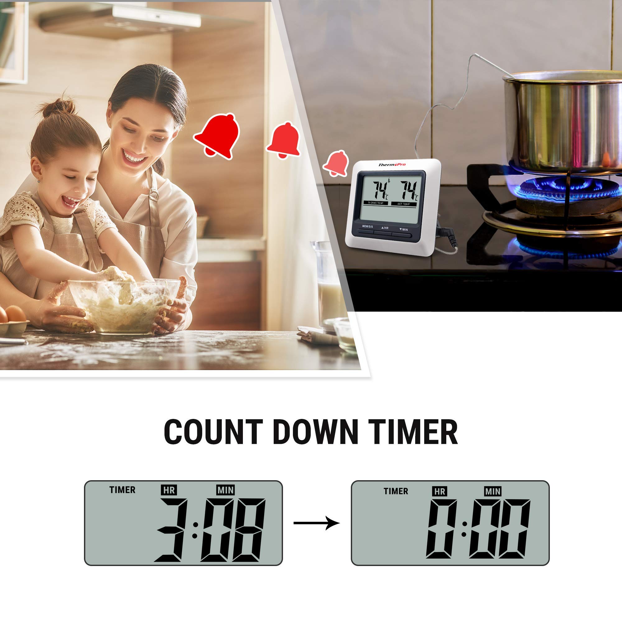 ThermoPro TP04 Termometro Carne Digitale Sonda Timer