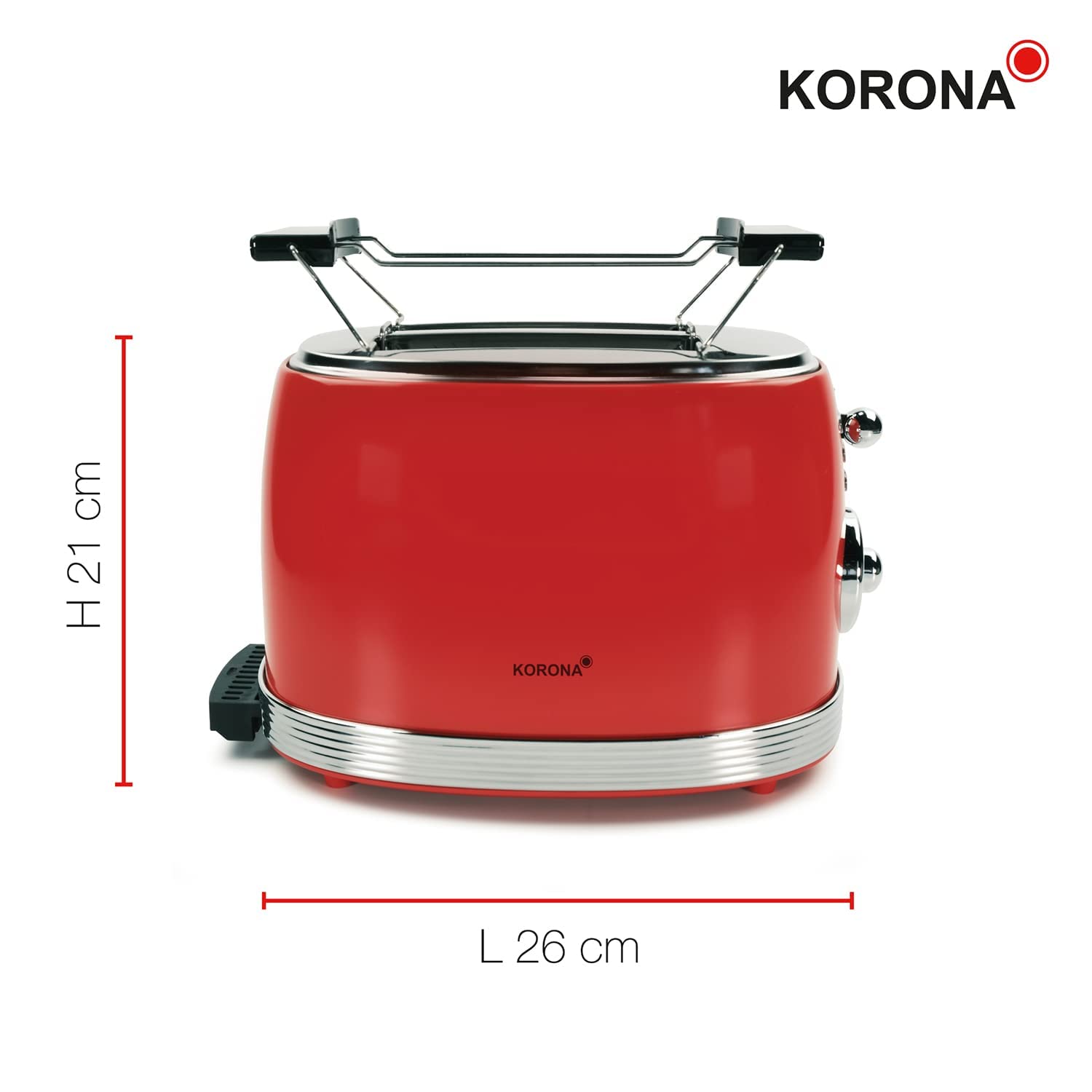 Korona 21668 Tostapane Retrò Rosso 2 Fette 850W