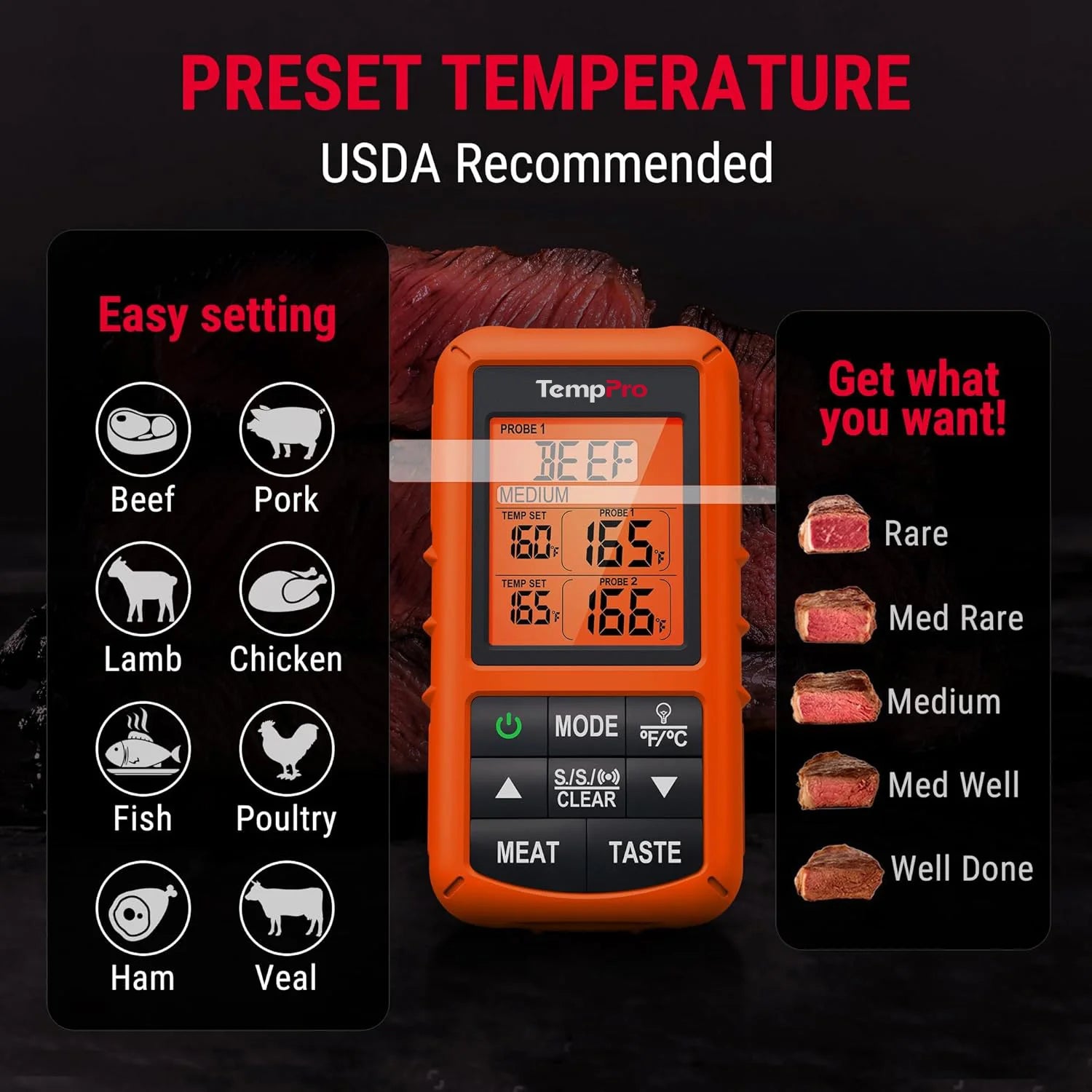 TempPro TP20B TP03H termometro carne wireless set