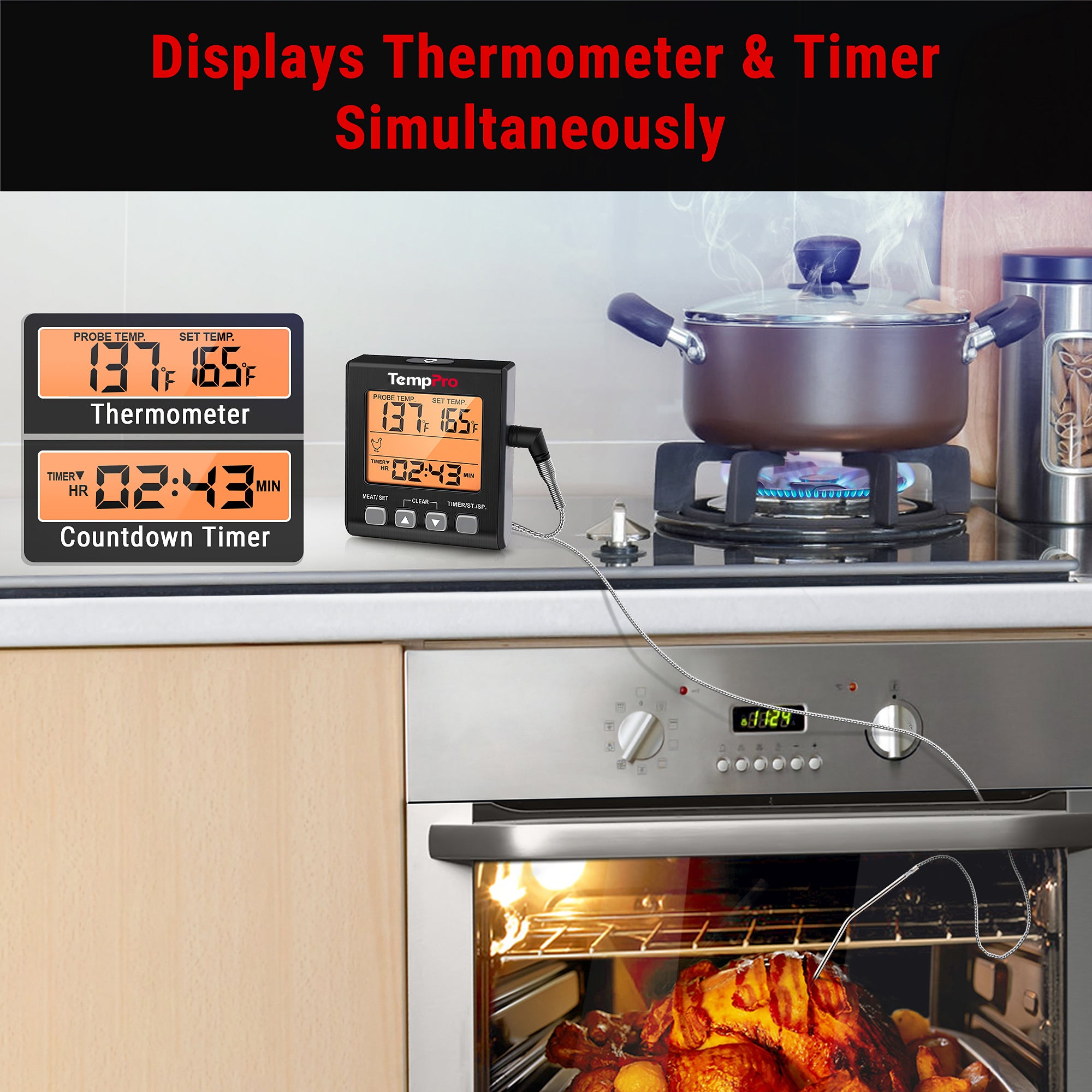 Temppro TP16SW termometro carne forno e timer