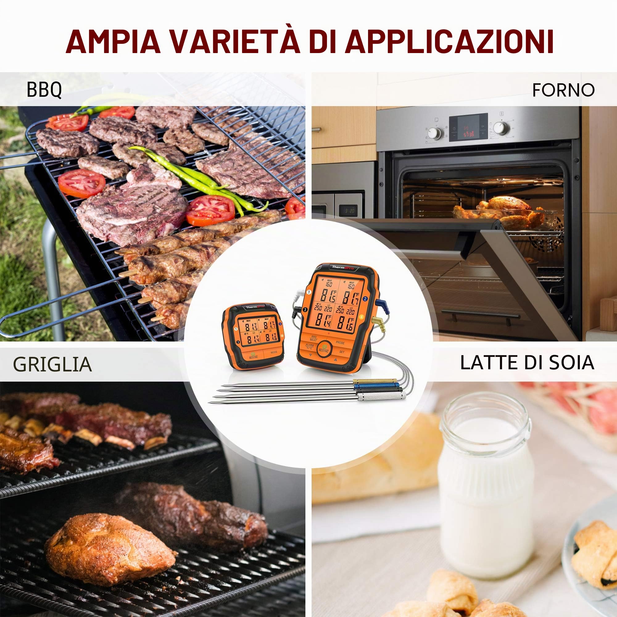 ThermoPro TP27C termometro carne wireless 4 sonde 150 m