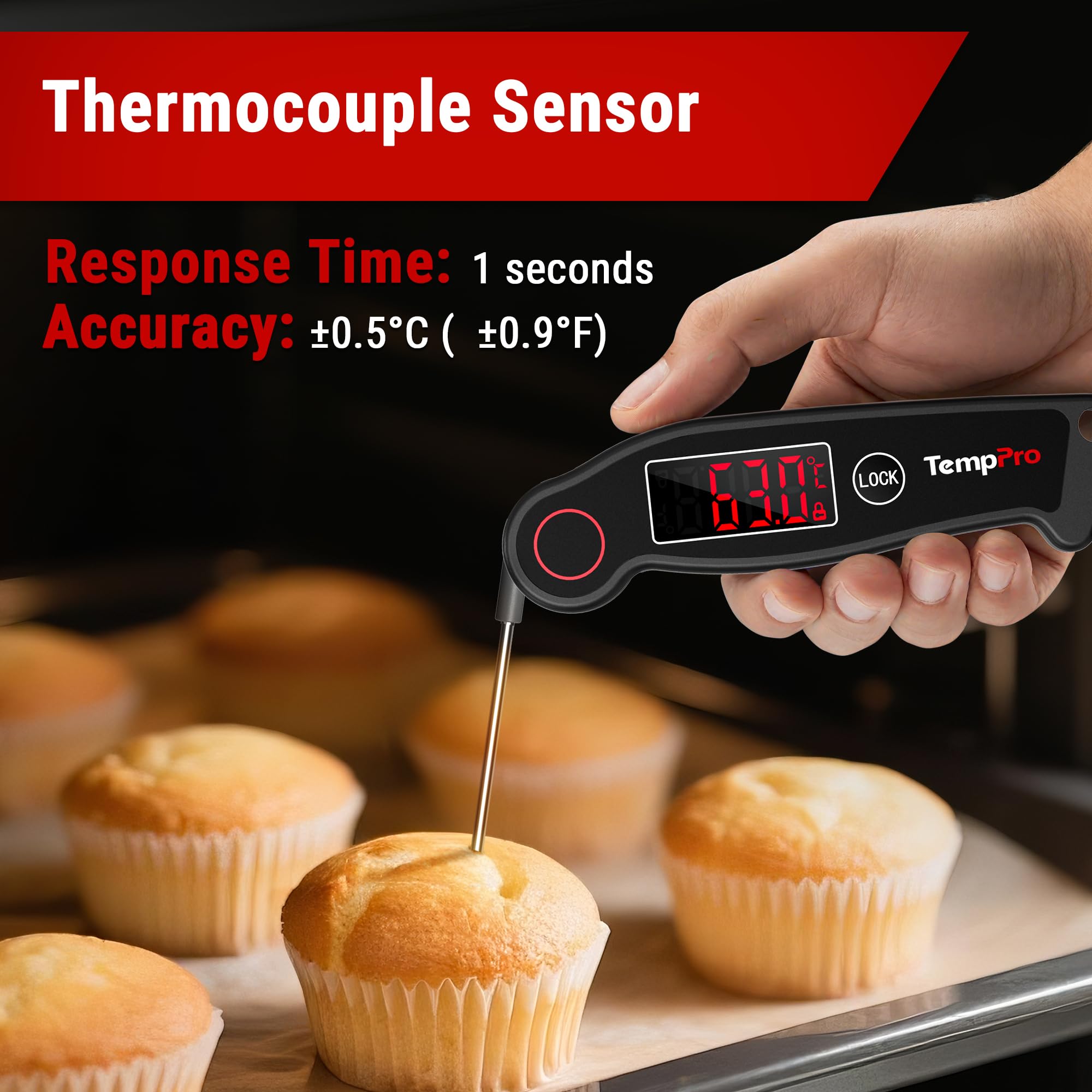 ThermoPro TP19B Termometro Istantaneo Nero Grigio