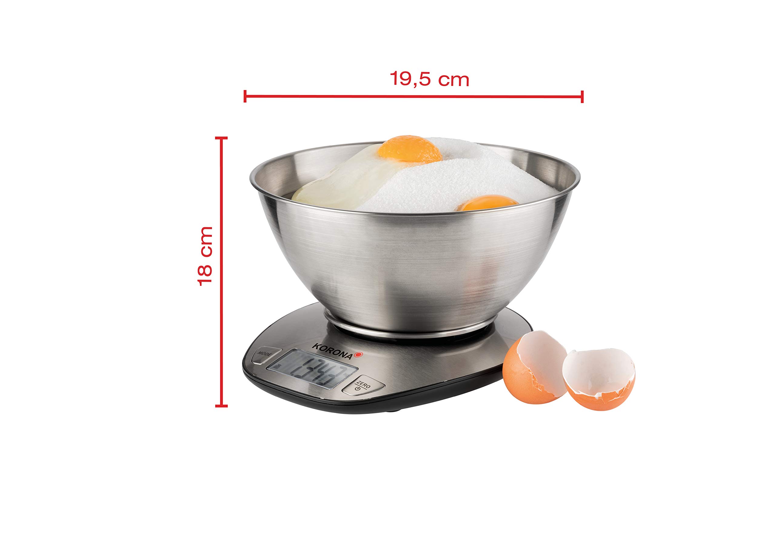 Korona Mila 75880 Bilancia Cucina 5 kg con Ciotola Acciaio