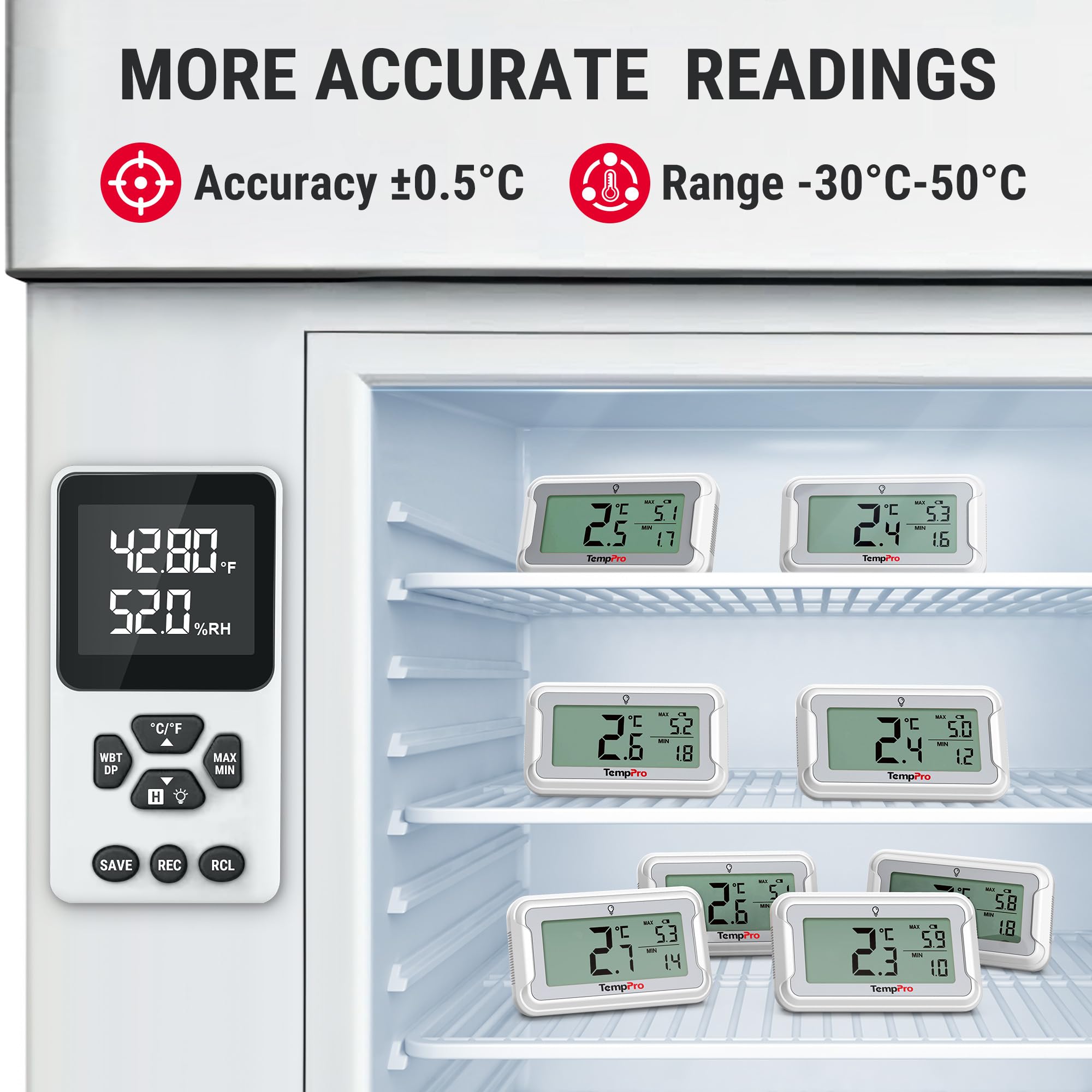 TempPro TP110 Termometro Frigo Freezer -30/50°C 1 Pezzo