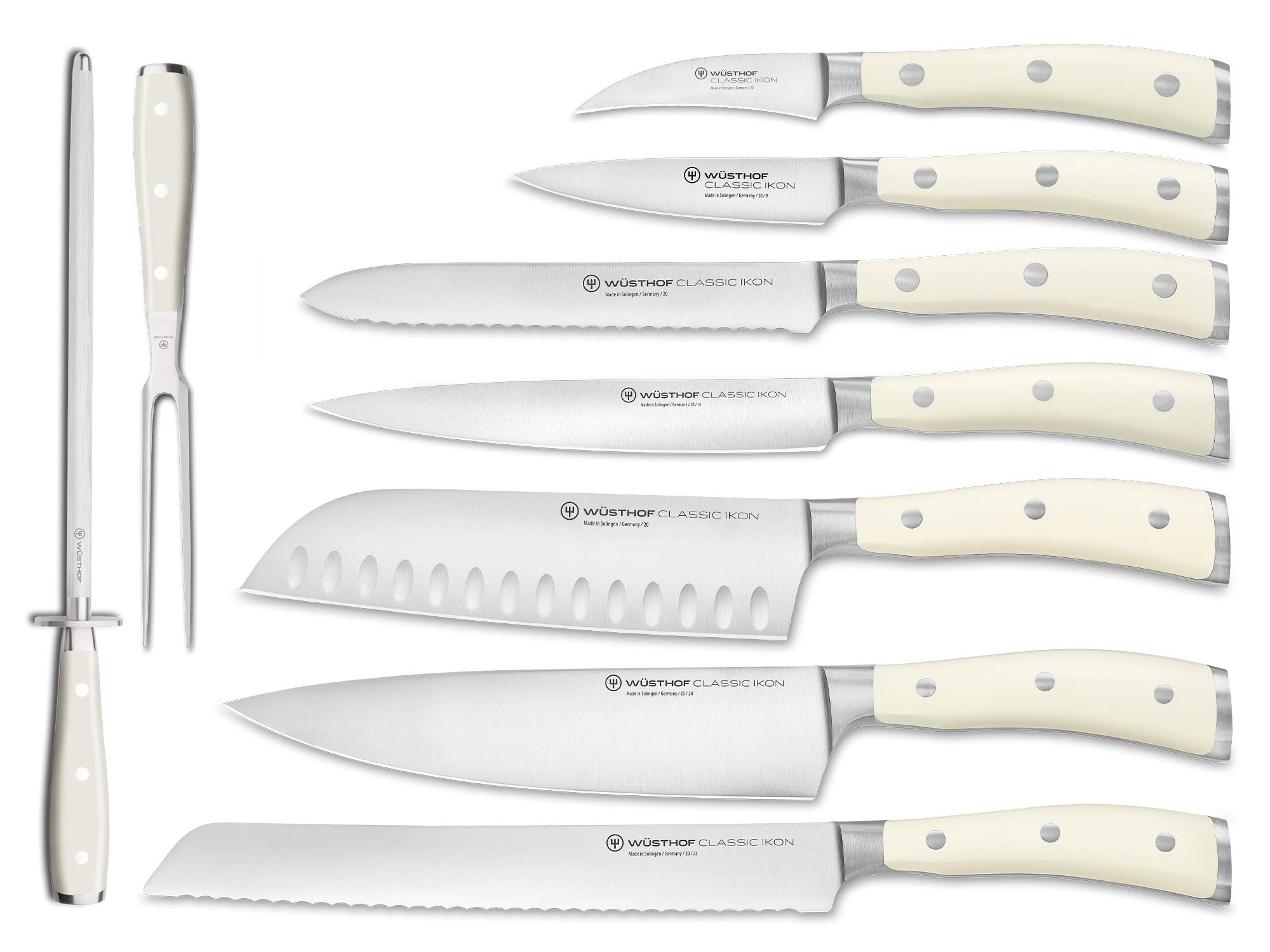Wüsthof Classic Ikon Crème blocco coltelli 9 pezzi crema
