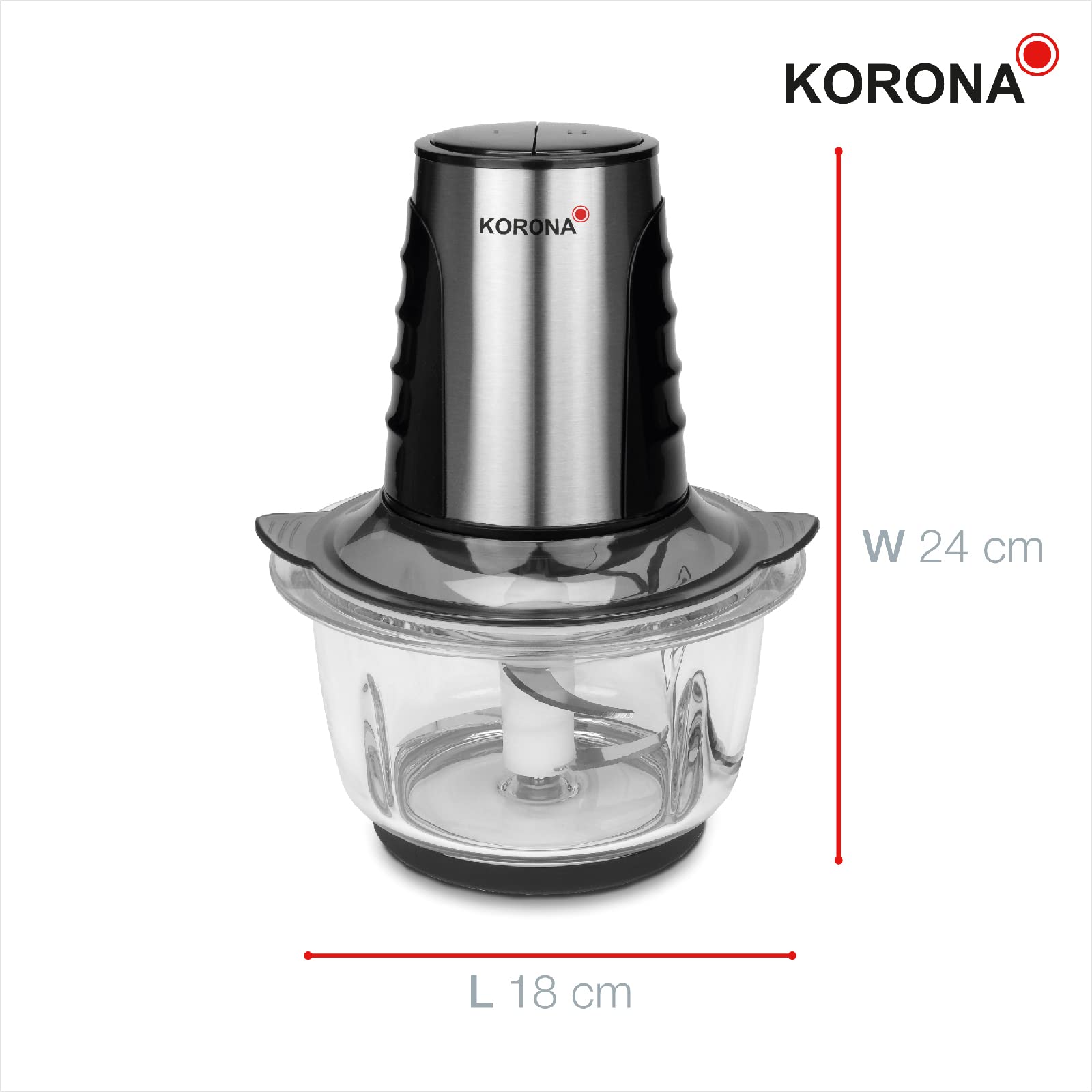 Korona 25005 Tritatutto 1,2 L nero 500 W vetro 4 lame