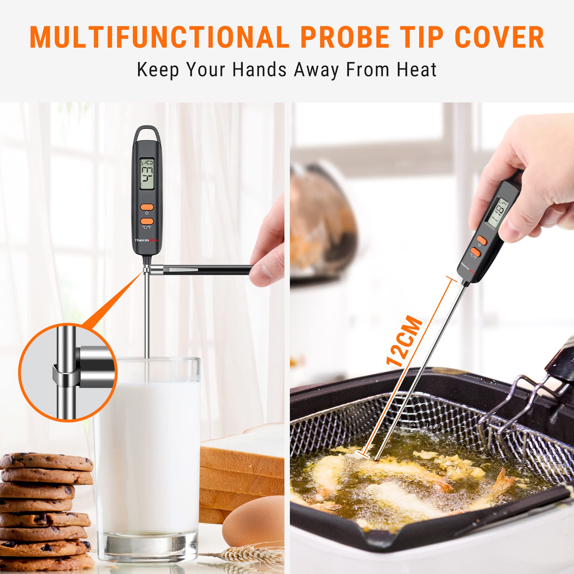 ThermoPro TP516 Termometro Cucina Istantaneo Nero 12 cm